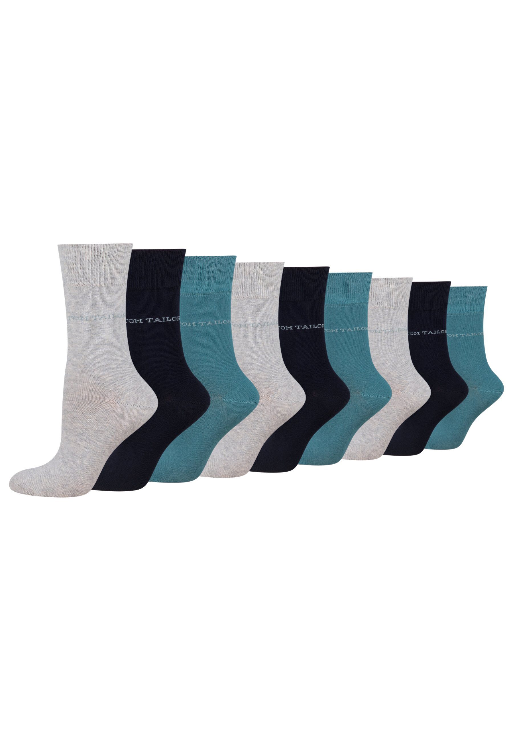 TOM TAILOR Socken 9609820042_9 TOM TAILOR Socken Damen – Baumwollsocken für Alltag und Freizeit 9 Paar warmgrey
