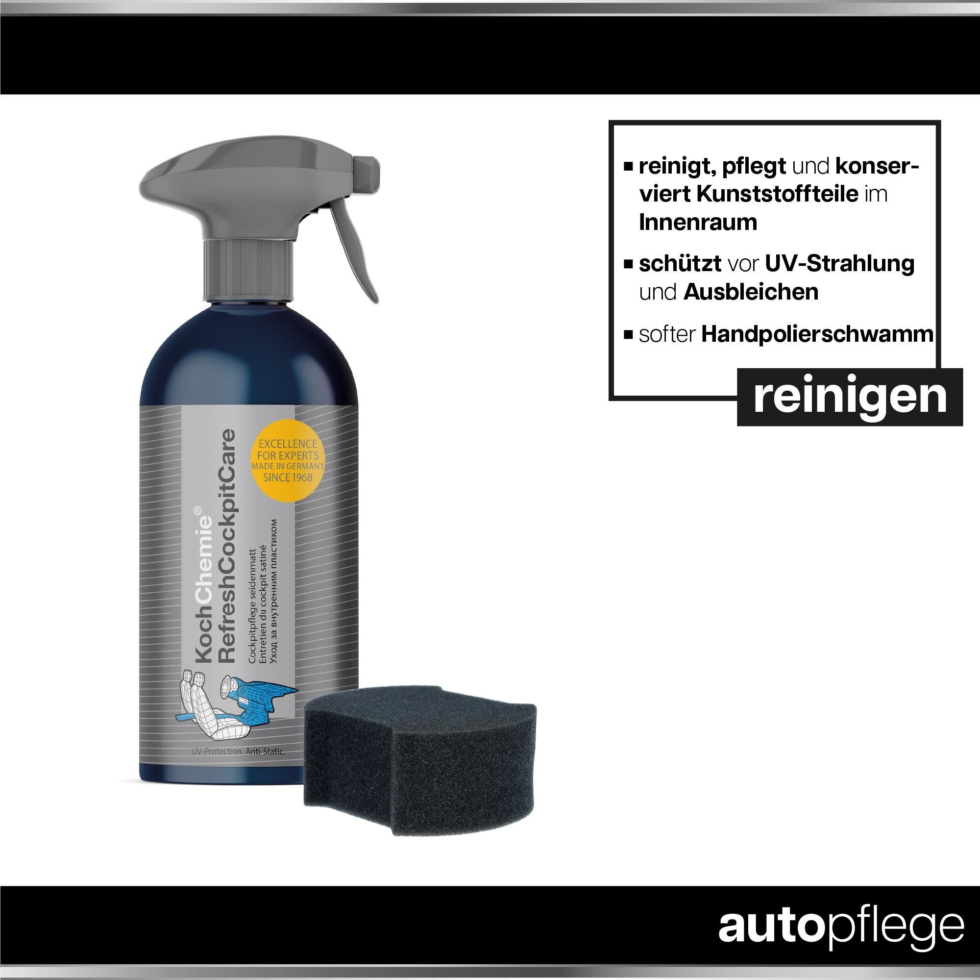 Koch Chemie Refresh Cockpit Care Car Care Set (3 pieces with application sponge and microfiber cloth)