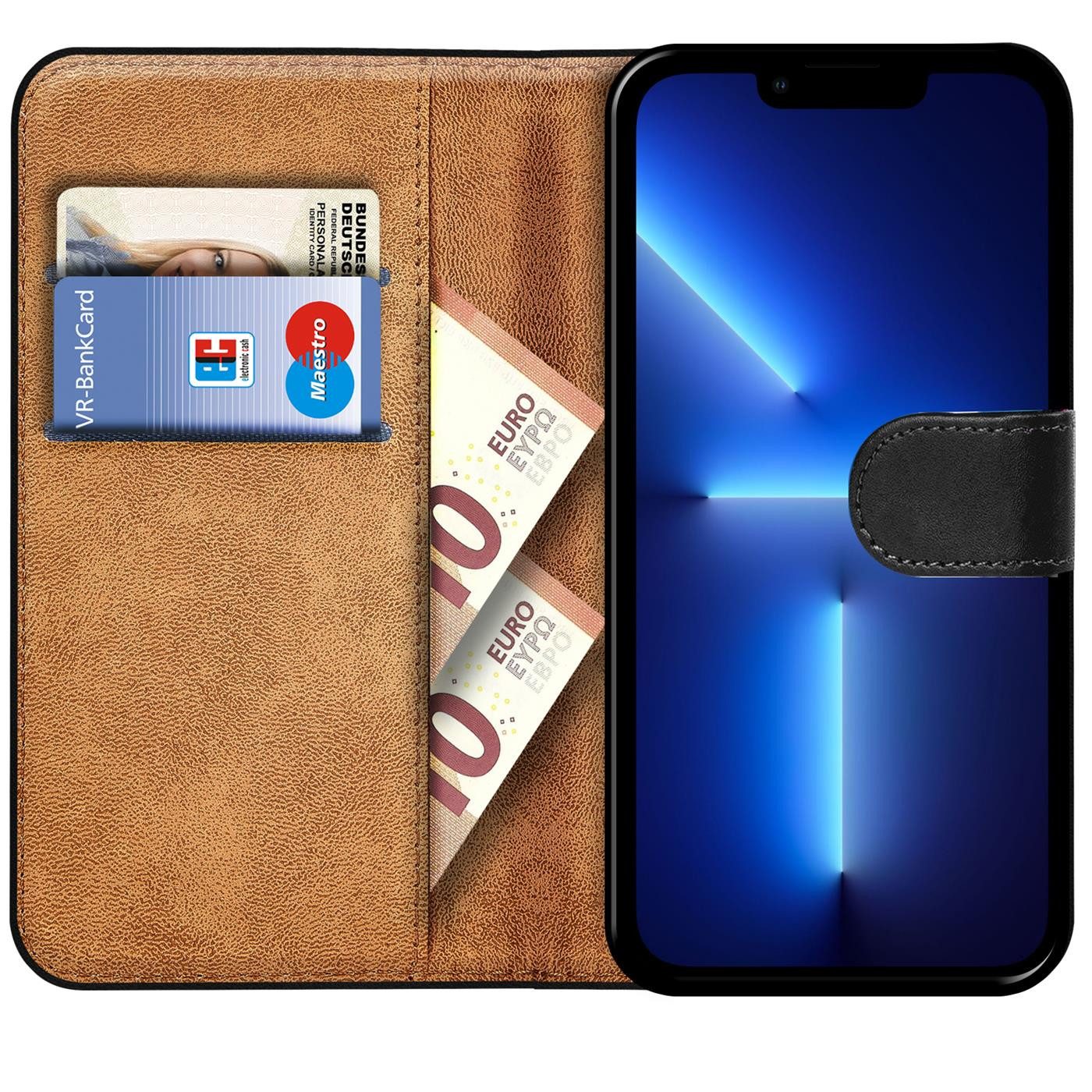 CoolGadget Handyhülle Wallet Klapp Tasche Book Case für Apple iPhone 13 Pro 6,1 Zoll, Hülle Klapphülle Flip Cover Etui Schutzhülle