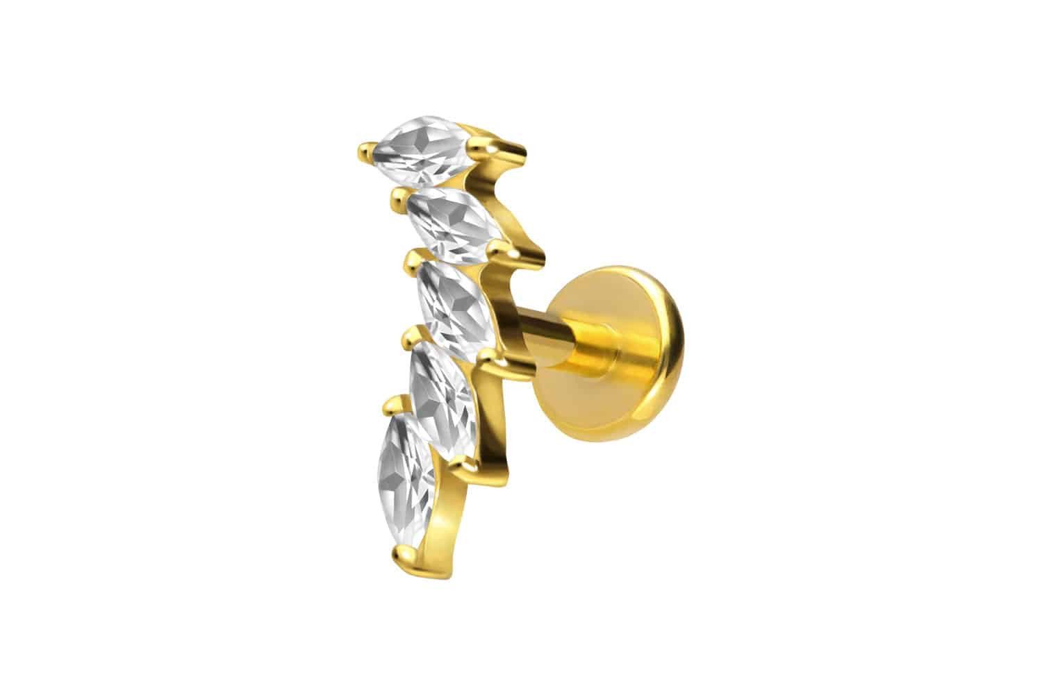 PIERCINGLINE Piercing-Set Titan Labret mit Push Fit 5 EINGEFASSTE KRISTALLT günstig online kaufen