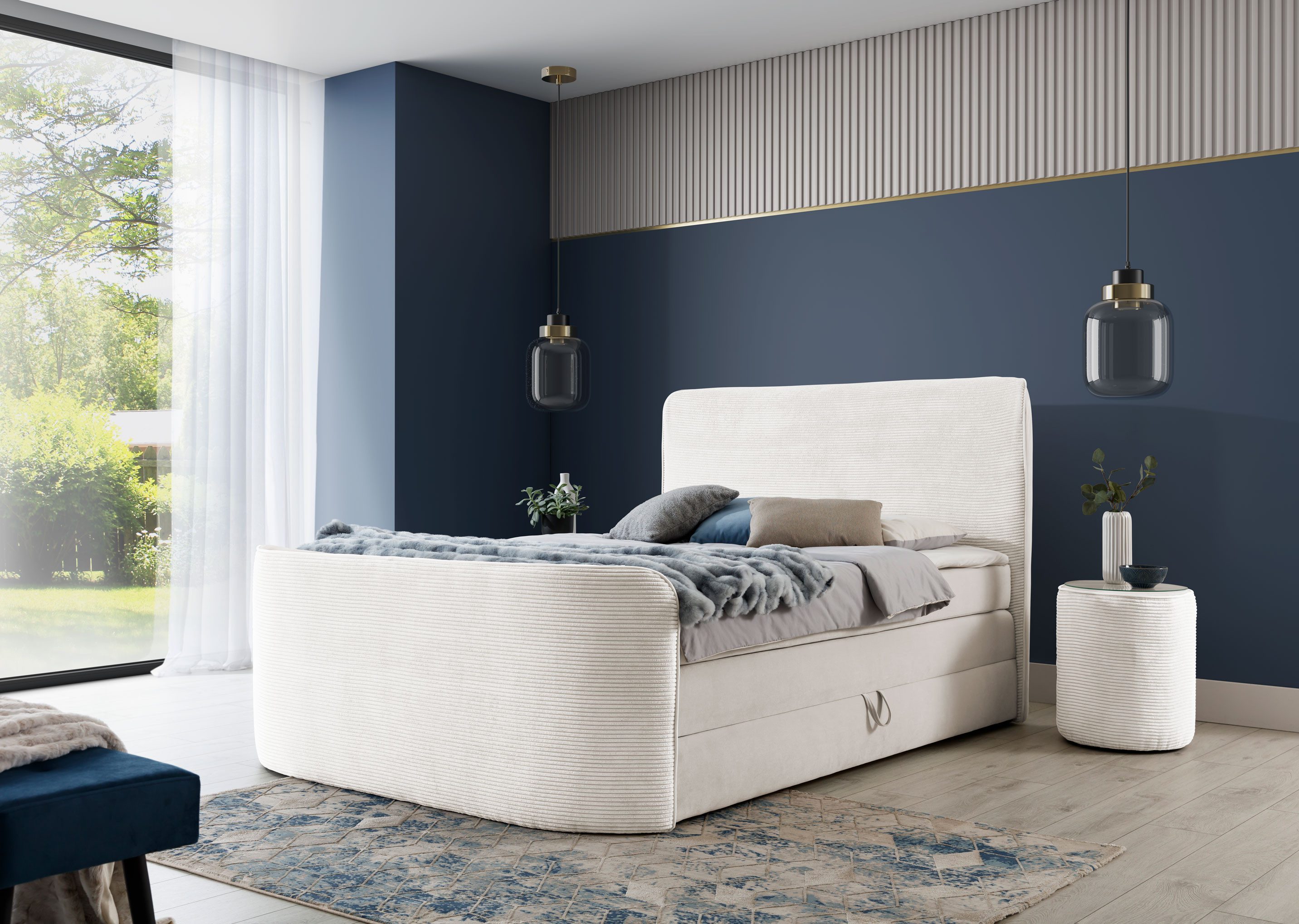 yourhouse24 Boxbett Plaza (Bonell-Matratze und Topperr), mit zwei Bettkästen