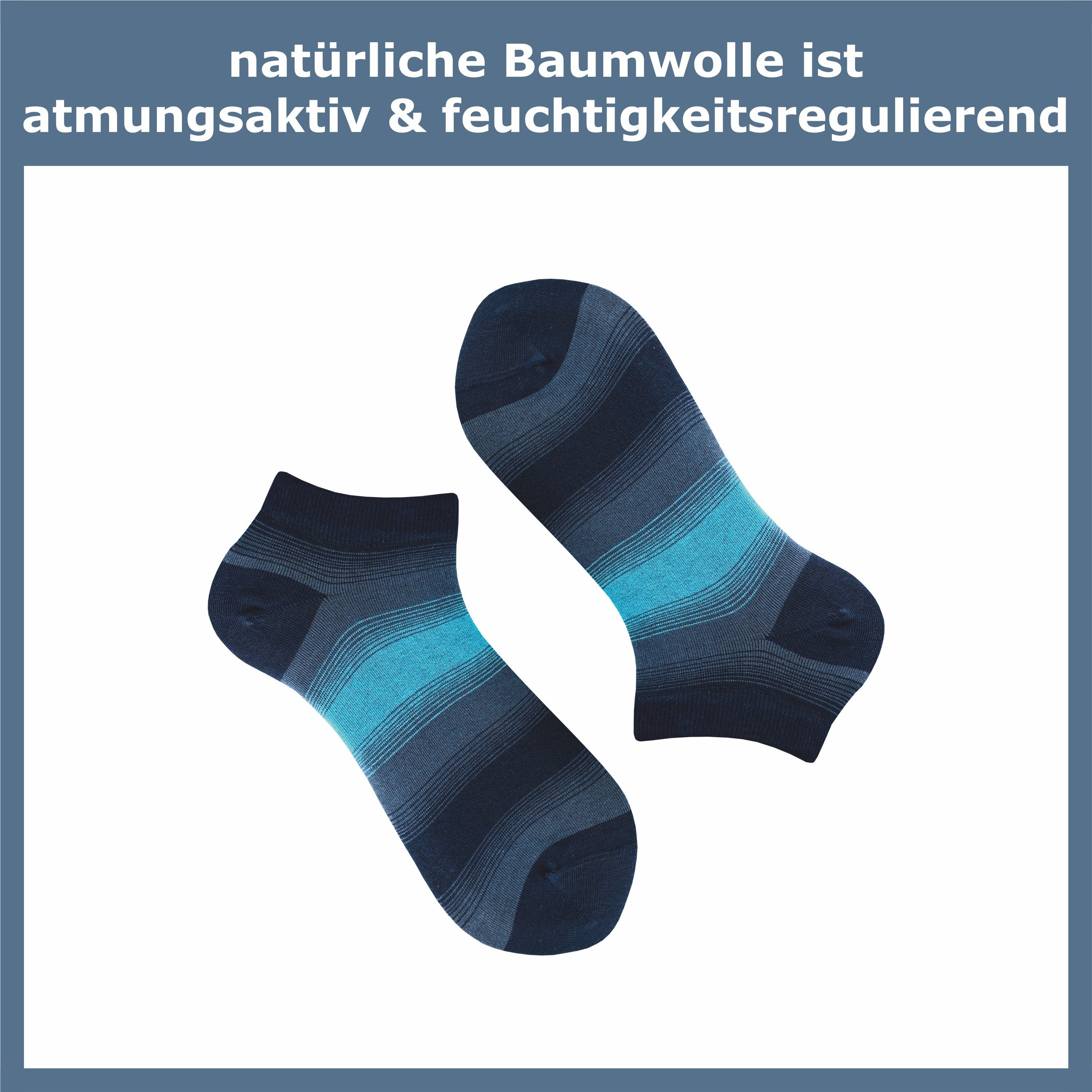 GAWILO Sneakersocken für Damen & Herren - bunte kurze Socken mit hohem Baumwollanteil (6 Paar) Extra feines Maschenbild - absolut blickdicht - Ringel Muster