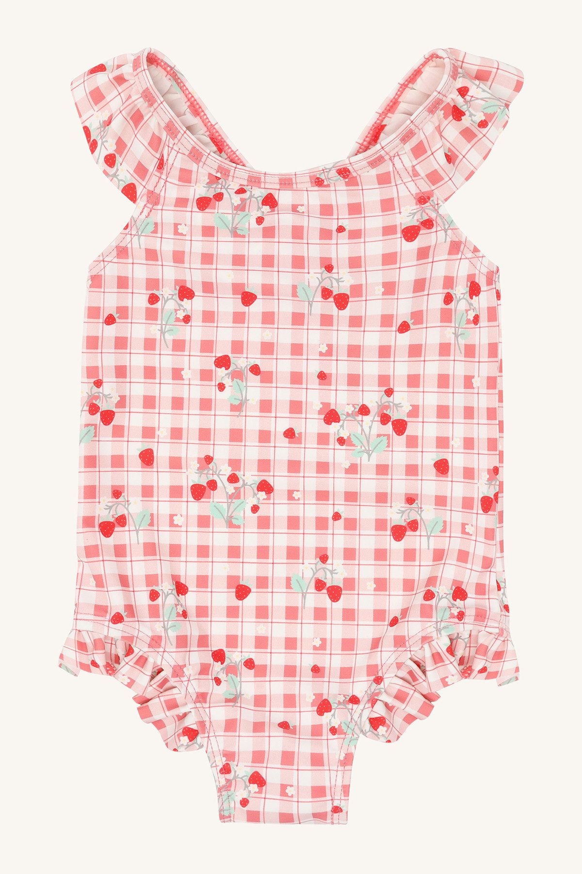 Hust & Claire Badeanzug Mädchen Badeanzug mit Rüschen & Erdbeerprint, UPF 50+
