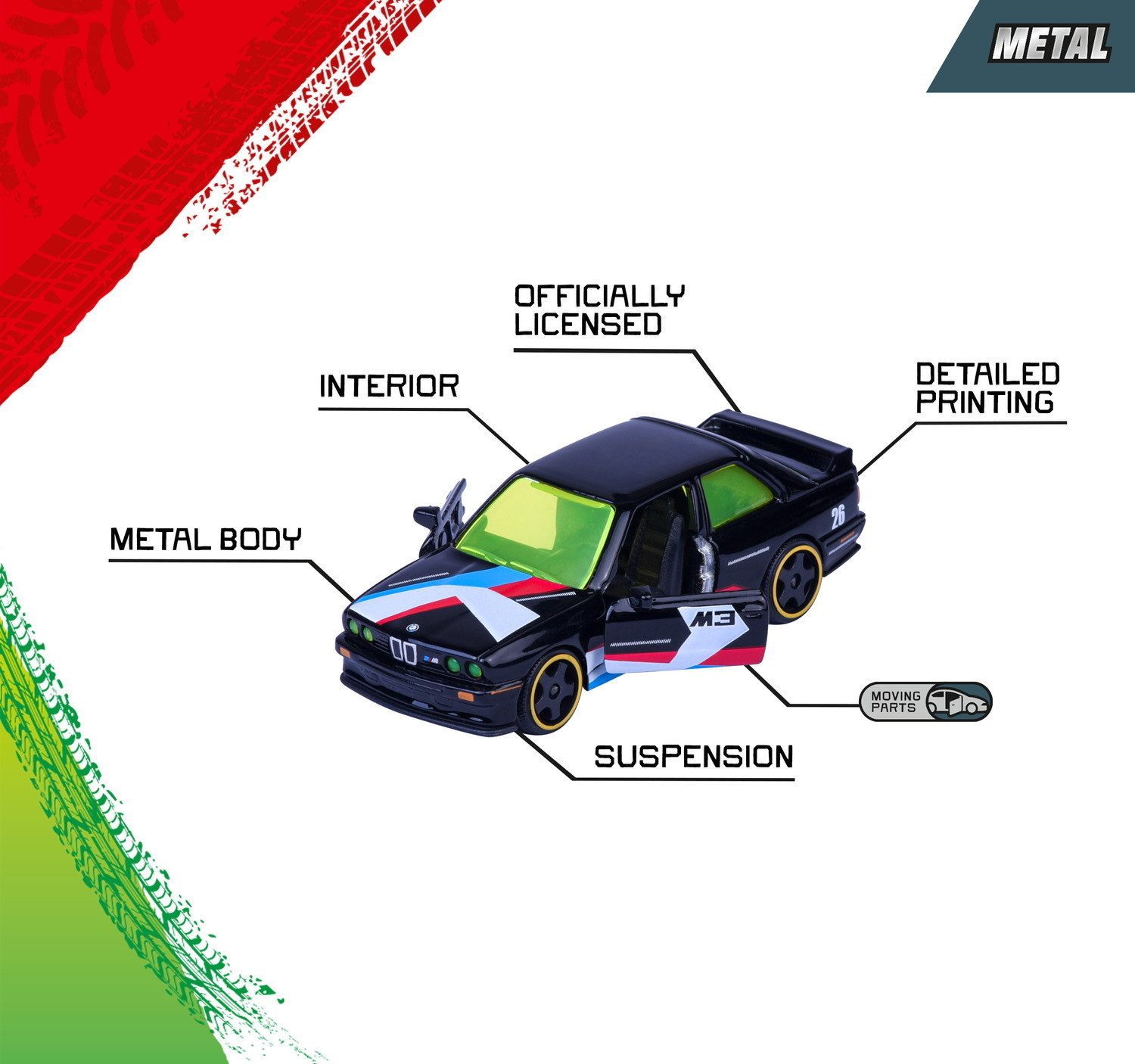 majORETTE Spielzeug-Auto Neon Racer 13er Pack Giftpack 7,5 cm BMW, Dodge... 8504106001