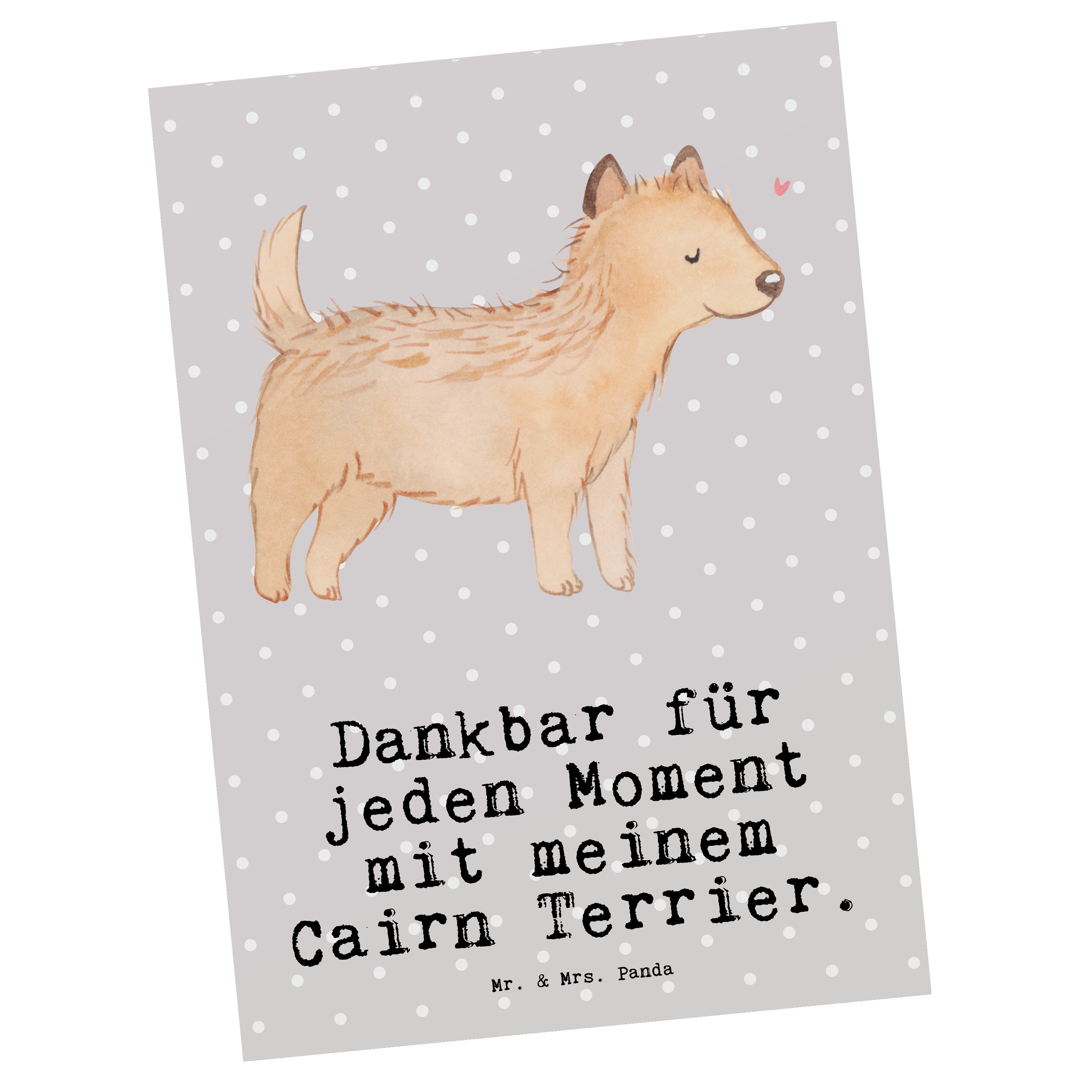 Mr. & Mrs. Panda Postkarte Cairn Terrier Moment - Grau Pastell - Geschenk, Einladungskarte, Sche