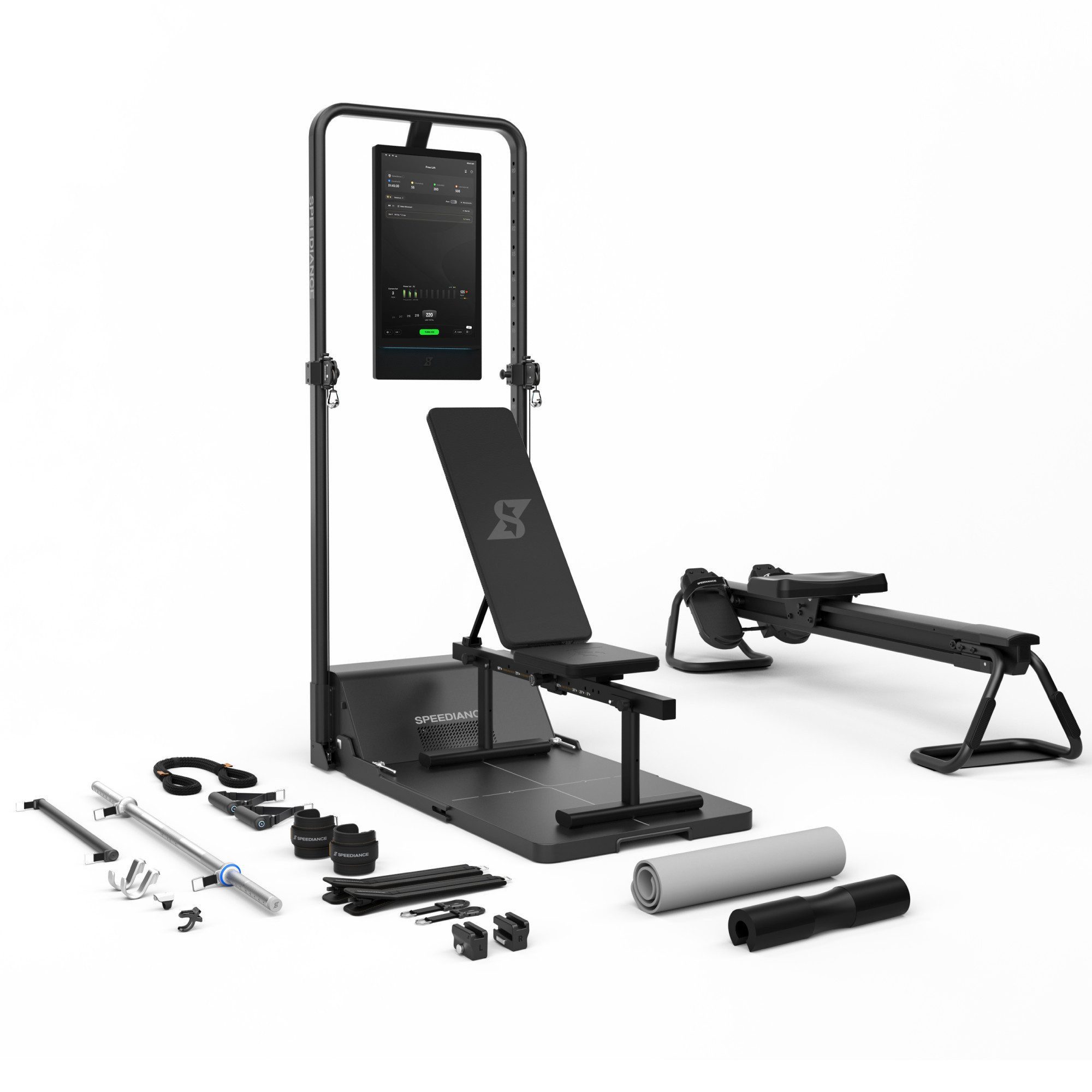 SPEEDIANCE Kraftstation Gym Monster 3S, All-in-One-Smart-Home-Gym für Ganzkörpertraining, (mit Trainingsbank und Ruderbank), Multifunktionale Smith-Maschine, Ganzkörper-Krafttrainingsgerät(Max)
