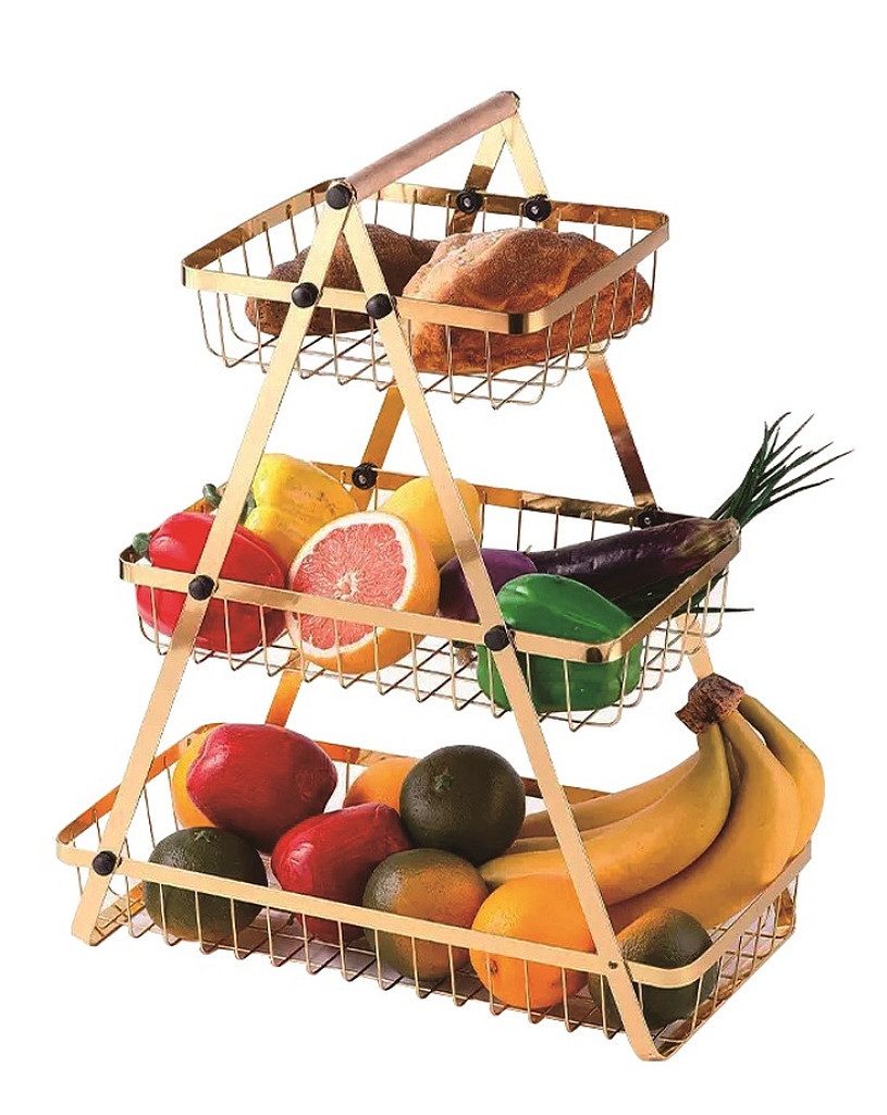 Cheffinger Etagere Obstkorb Obst-Etagere Brotkorb Obstschale 3 Etagen Metall Cheffinger, Material: Metall