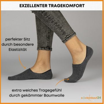 sockenkauf24 Füßlinge 10 Paar Premium Füßlinge aus gekämmter Baumwolle Damen & Herren (Schwarz/Grau, 43-46) Sneaker Socken ohne drückende Naht (Exclusive Line) - 70103T WP