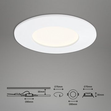 Briloner Leuchten LED Einbauleuchte 7282-036, LED fest verbaut, Warmweiß, weiß, LED, Einbaustrahler, Einbauspot