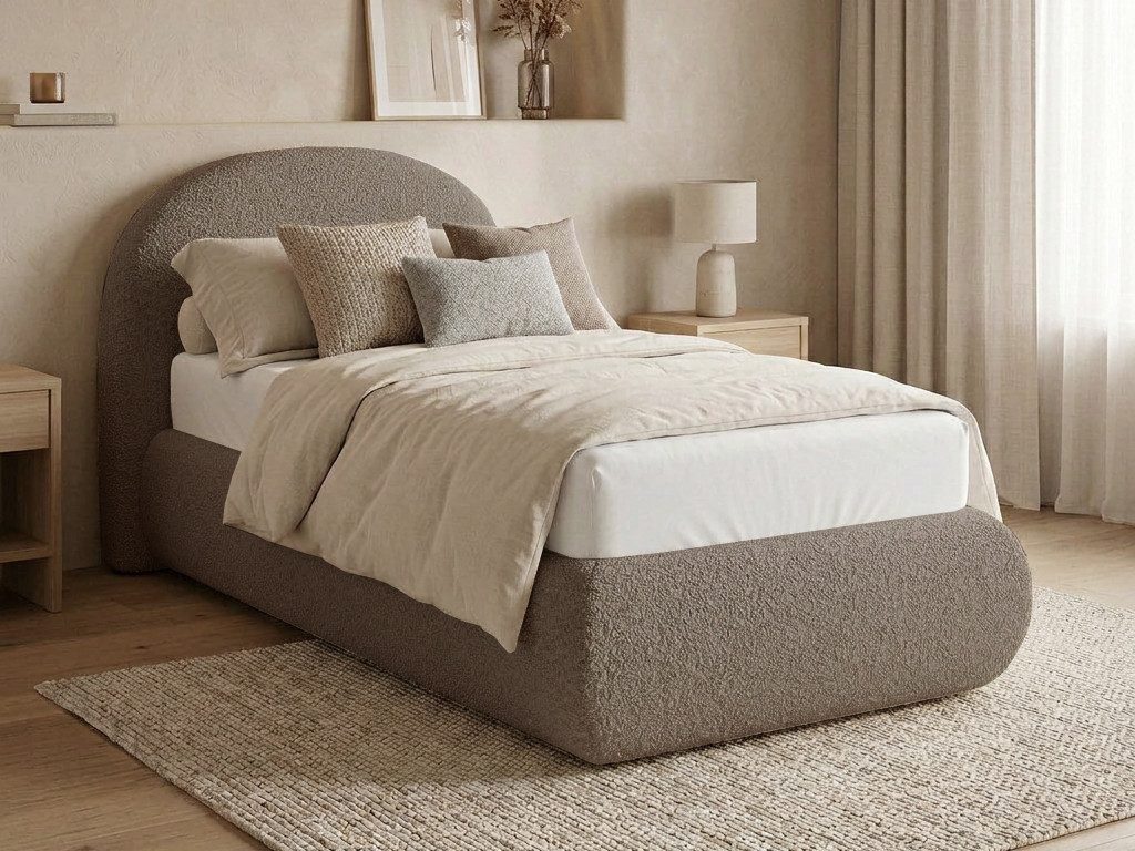 Beautysofa Polsterbett MOTTI 90x200 mit Bettkasten und gepolstertem Kopfteil (mehrere Farben, Bouclé-Stoff), wahlweise ohne Matratze oder mit Matratze