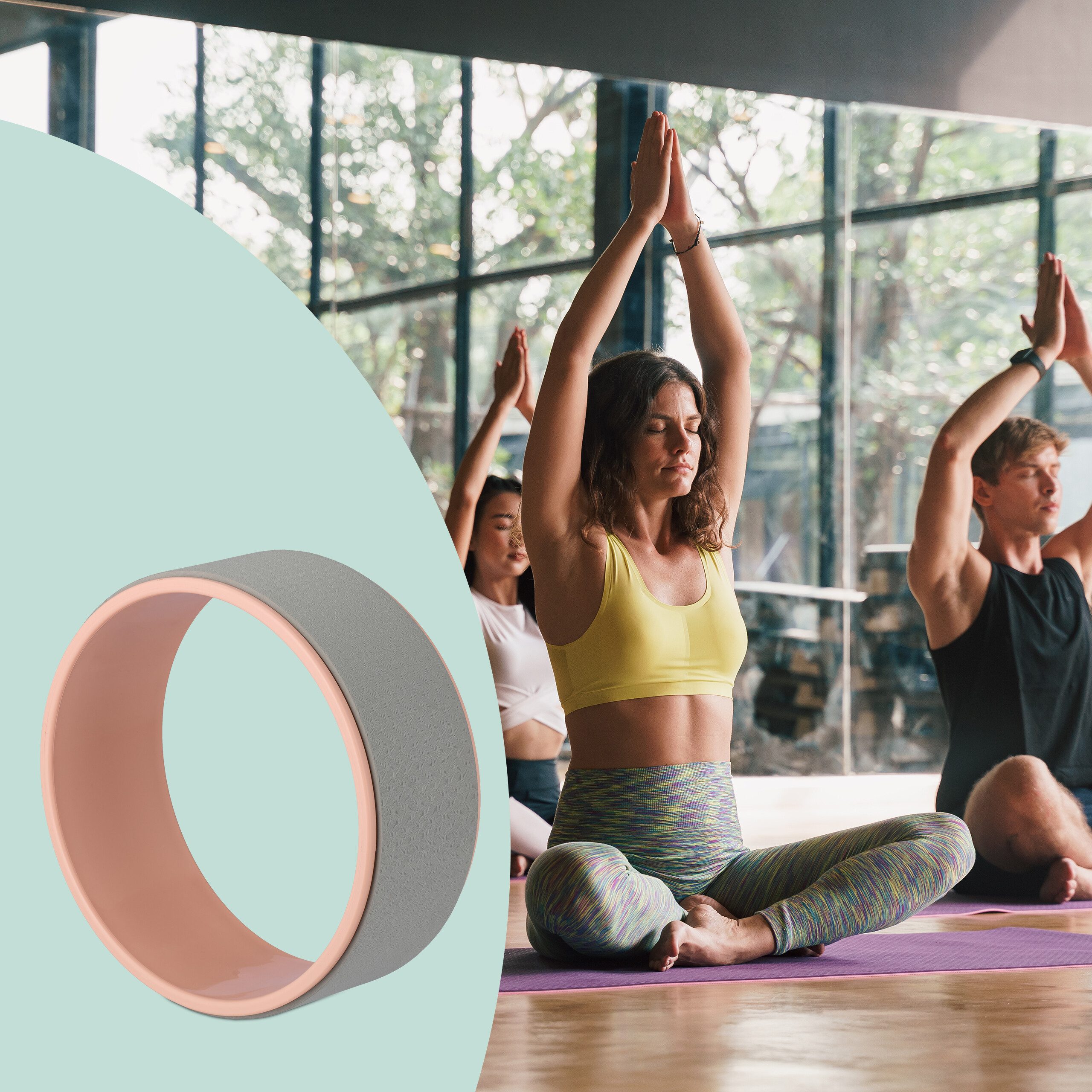 relaxdays Yoga-Rad Yogarad Kunststoff 32 cm, Grau-Rosa