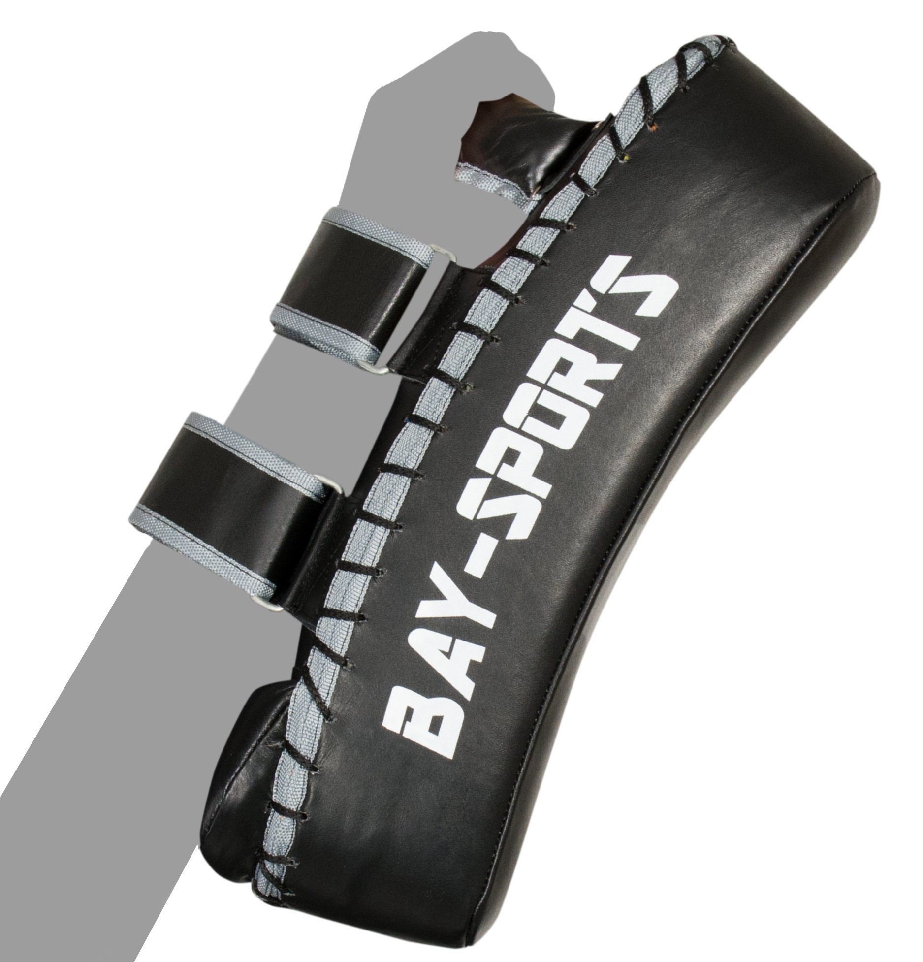 BAY-Sports Schlagpolster Arm-Schlagpolster Thai Pad Pratze Thaiboxen Muay Thai Kickboxen Leder, mit Ellbogenpolster, 42 cm, gebogen, Echtes Leder