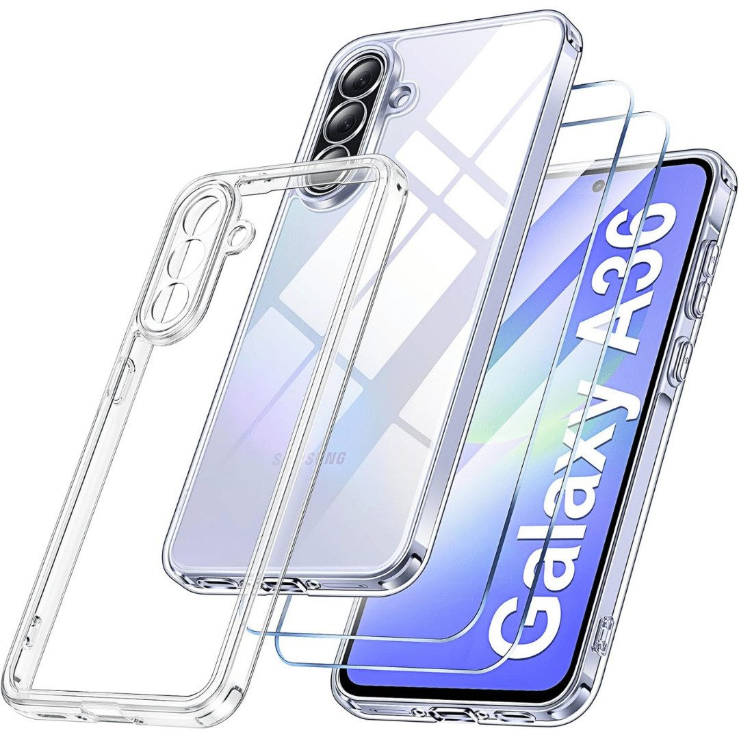 SmartUP Smartphone-Hülle + 2X Schutzglas für Samsung Galaxy A36 5G Panzerfolie Display Case 9H 6,7 Zoll, kompletter Rundumschutz
