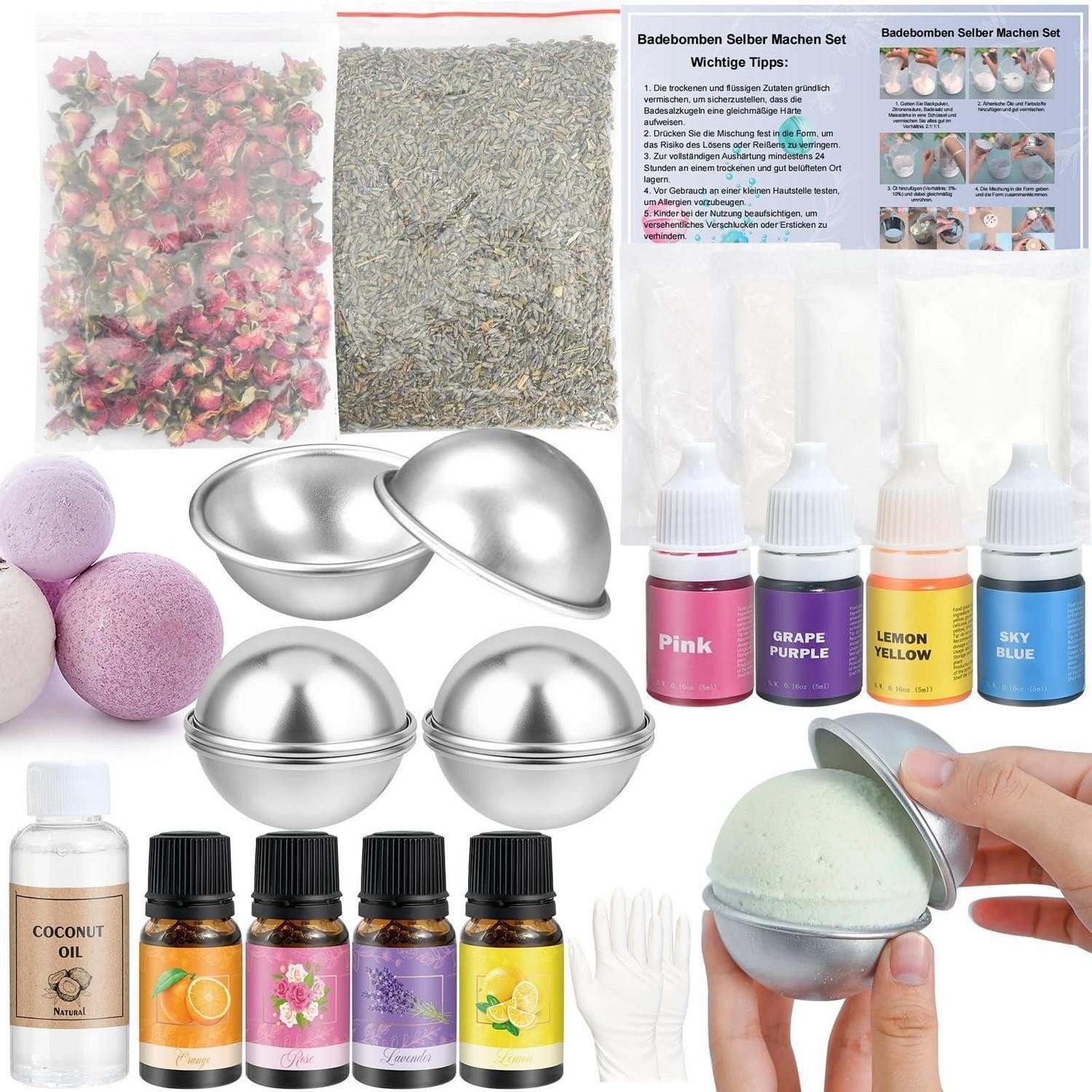 LuxusKollektion Kreativset Badebomben DIY Set mit Duft & Blumen