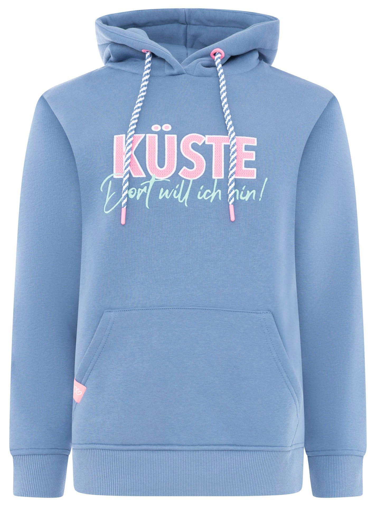 Zwillingsherz Hoodie "Küste" statement Stickerei, gestreifte Kordel, Kapuze günstig online kaufen