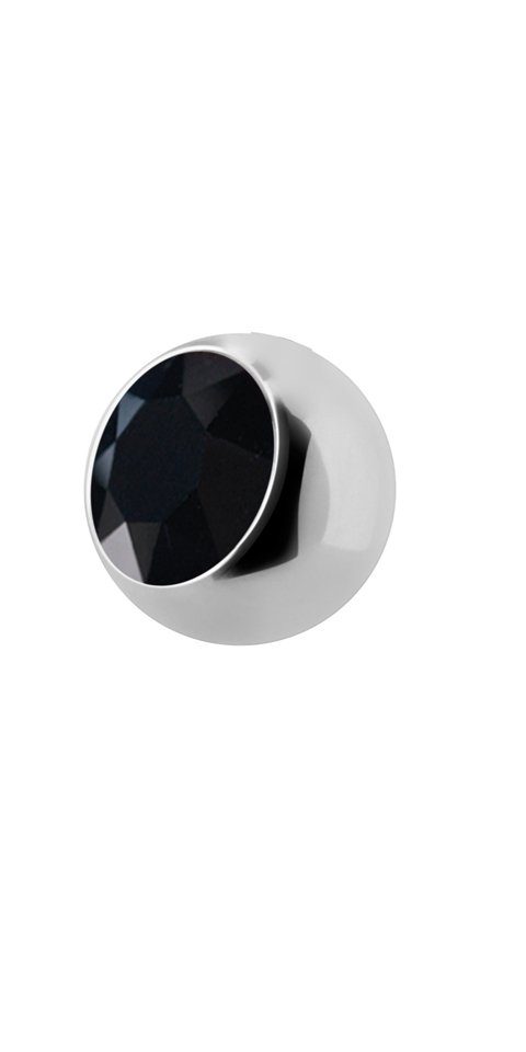 Bauchnabelpiercing Kugel Verschluss Aufsatz Piercing Edelstahl Großer Stein Stärke 1,6mm Größe 5mm - Schwarz