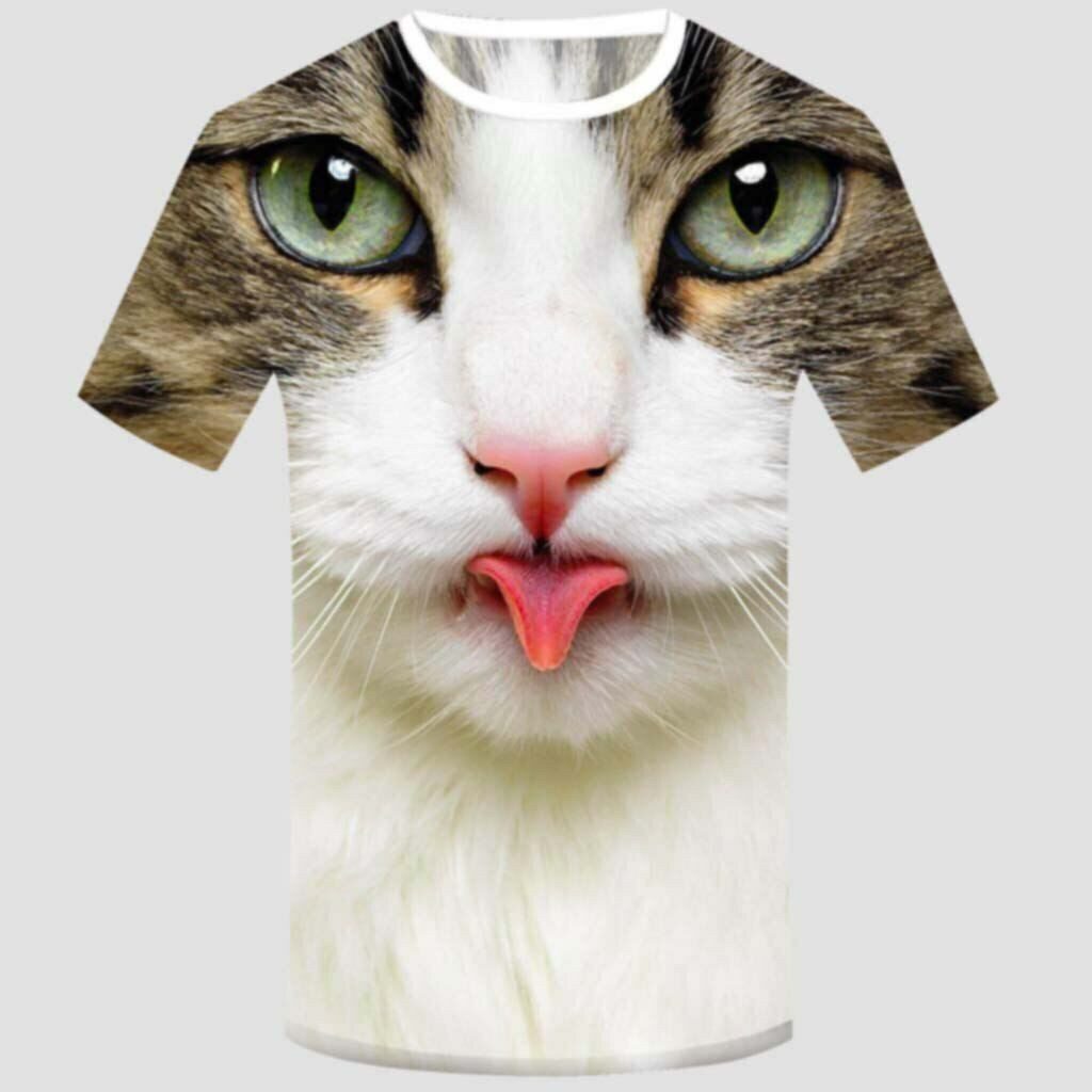 Tinisu T-Shirt 3D-Druck T-Shirt (Unisex / Rundhals) Tierwelt & Natur: Katze / Cat