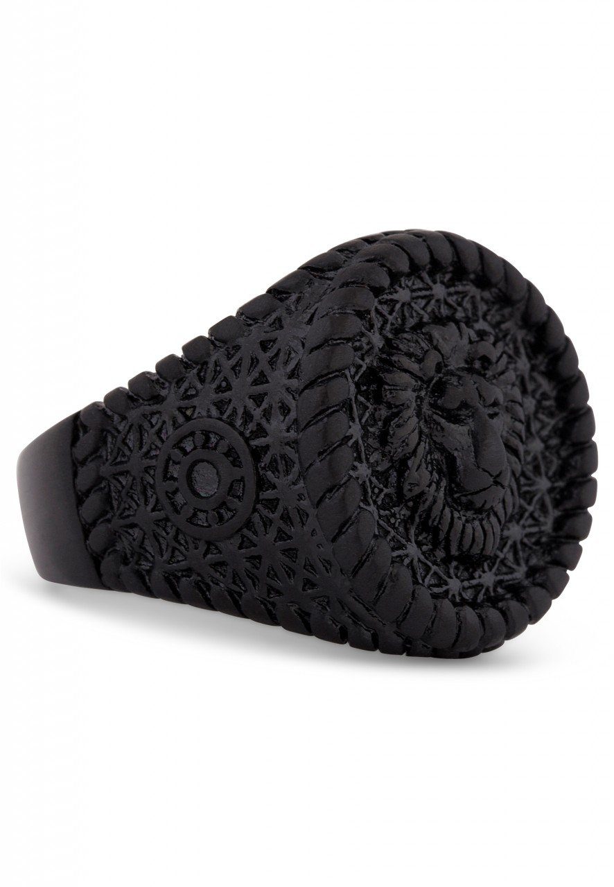 Akitsune Siegelring Imperator Ring Mattschwarz EU 65 - UK V - US 11
