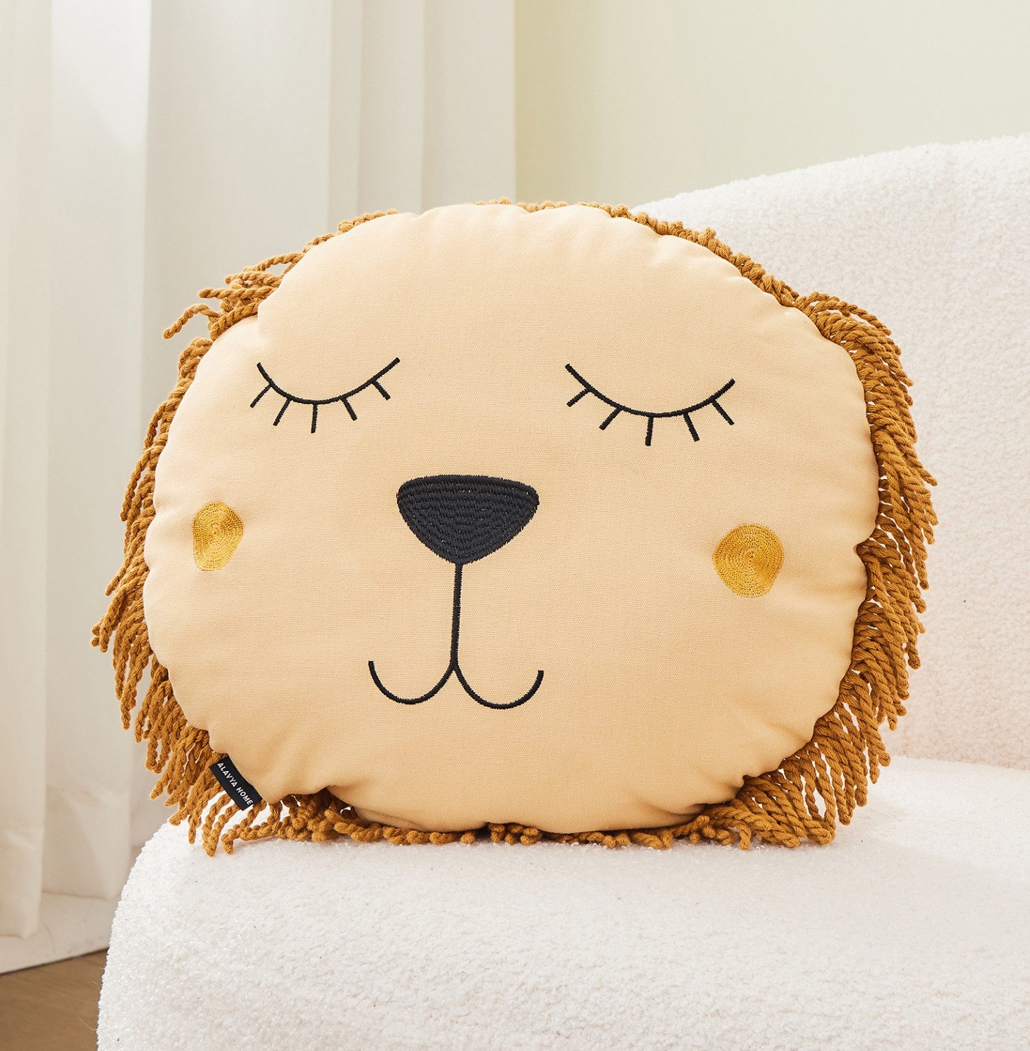 Dekokissen Kinderkissen Löwe - D35 cm Kuschelkissen Kinder Flauschig mit Füllung