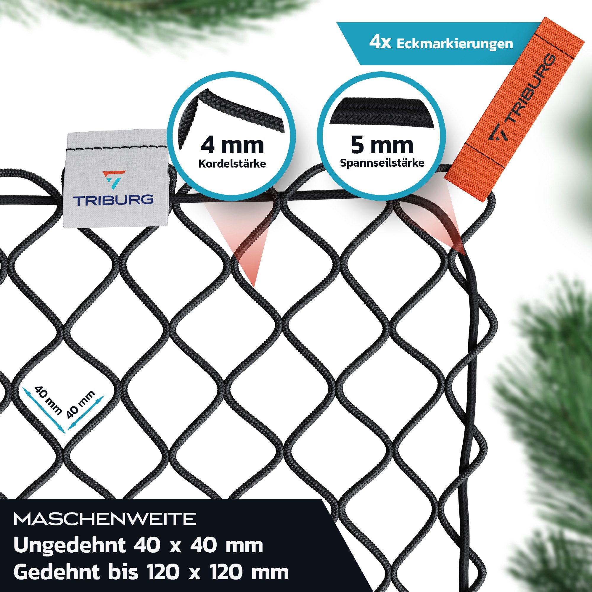 TRIBURG Anhängernetz TRIBURG Anhängernetz Dehnbar, Elastisches Anhänger Netz mit Eckmarkierungen und Gummiseil – Bild 4 von 5