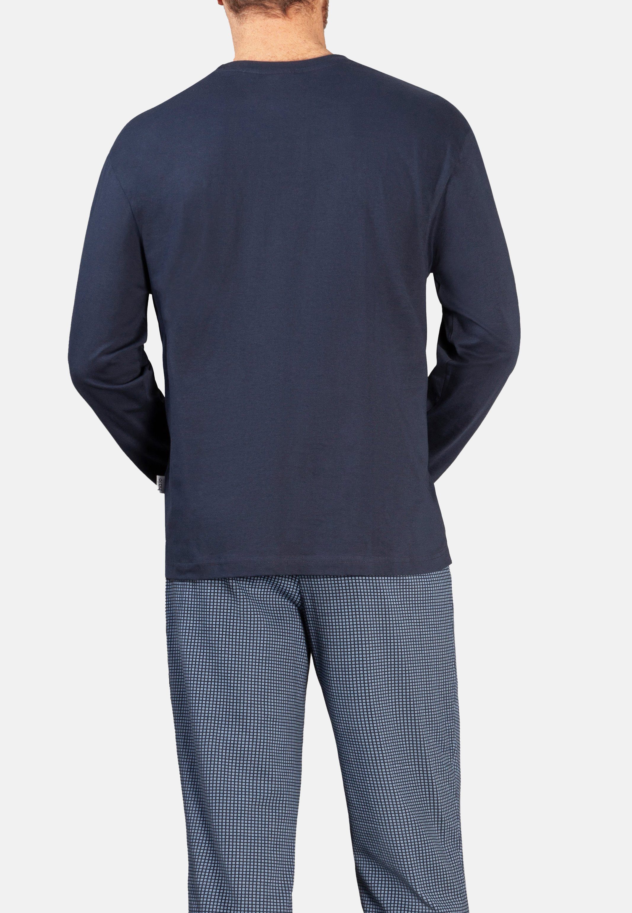 Hajo Pyjama Premium Lange Brusttasche Langarm-Shirt Cotton - mit 2 Schlafanzug tlg) (Set, und Baumwolle - Hose
