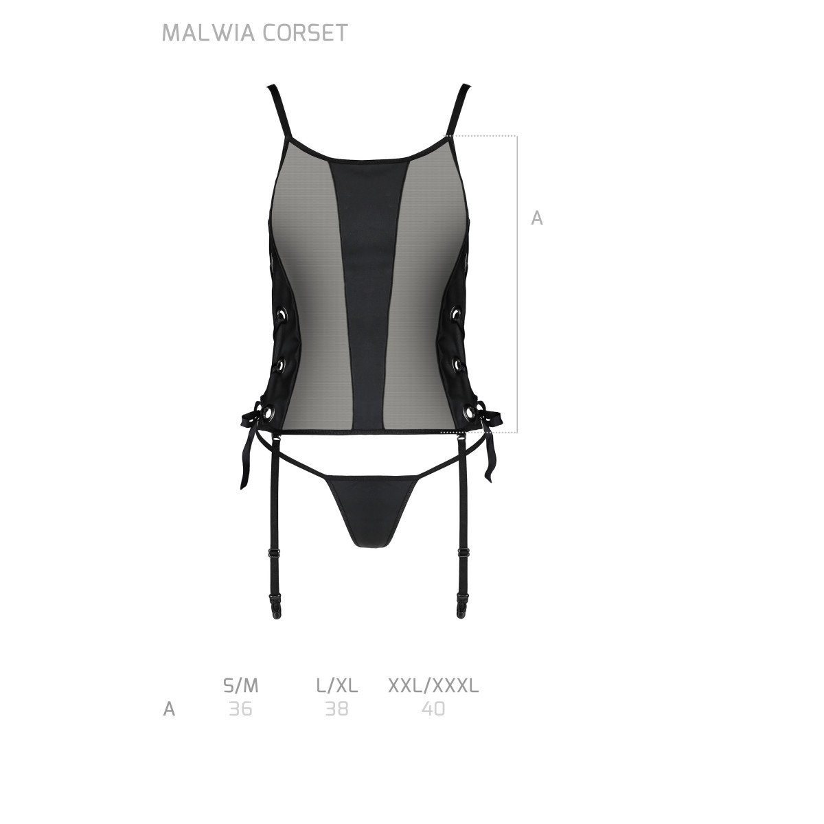 Passion-Exklusiv Corsage PE Malwia corset & - thong black (L/XL,S/M,XXL)
