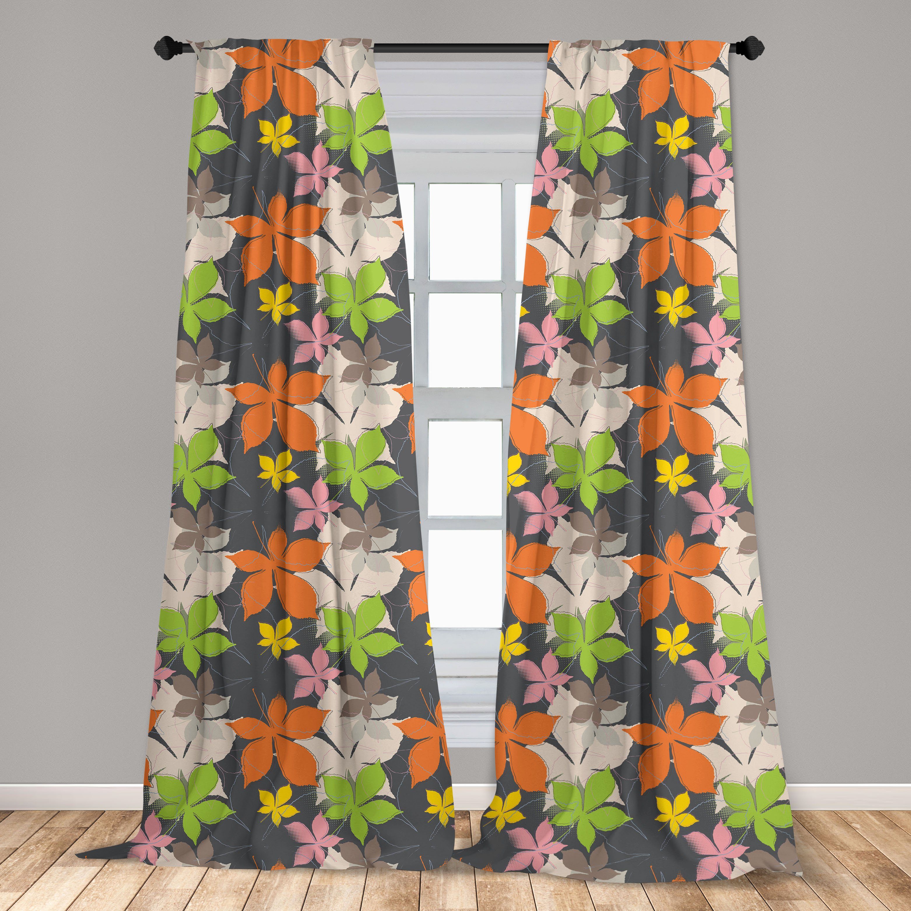 Gardine Vorhang für Wohnzimmer Blätter Abakuhaus, Microfaser, Herbstliche Dekor, Fallen Schlafzimmer Simplistic