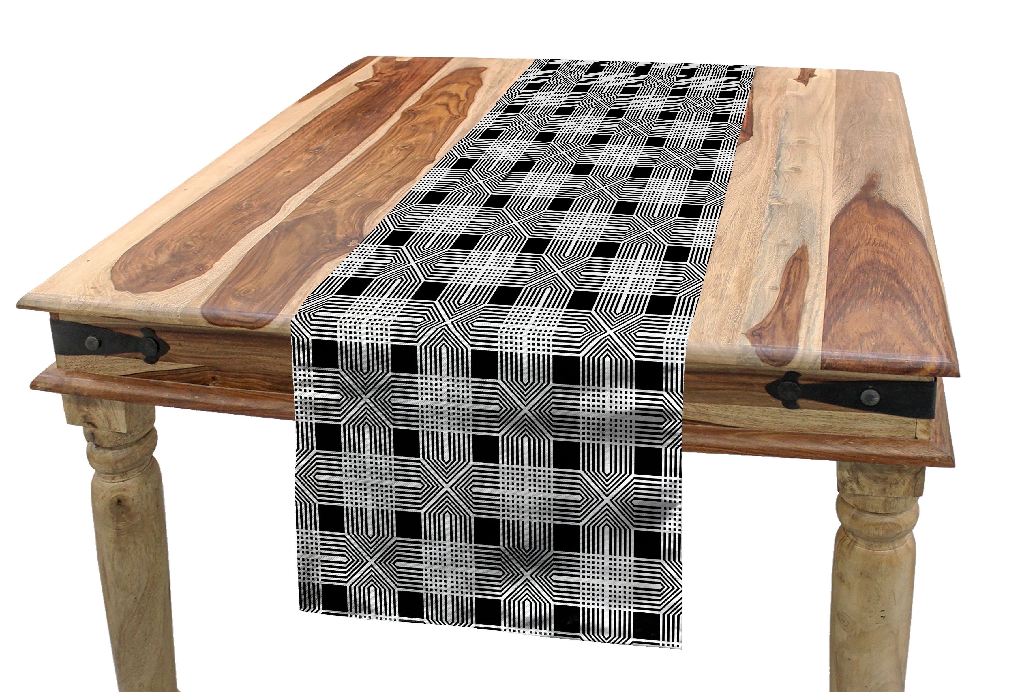 Rechteckiger Dekorativer Tischläufer Küche Esszimmer Abakuhaus Inspired Abstrakt Pattern Gingham Tischläufer,