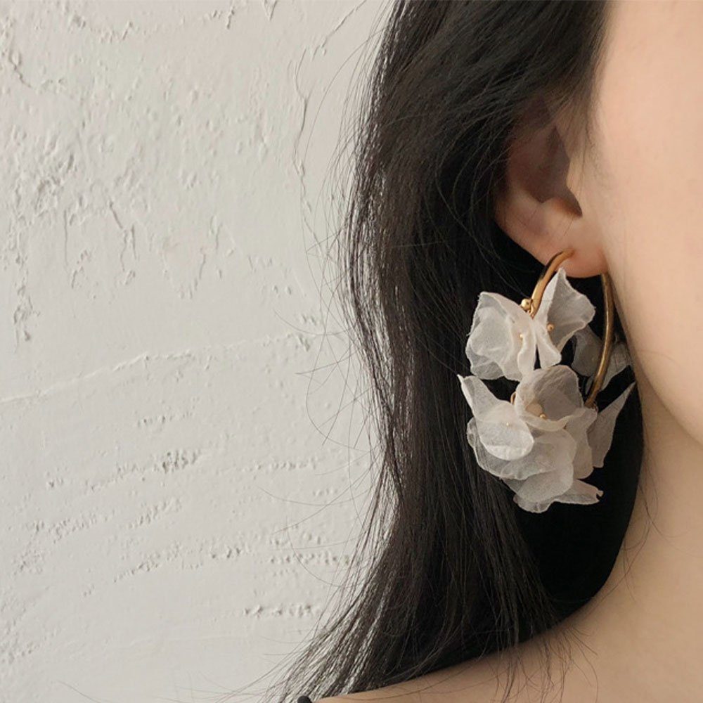 Ohrringe Ohrhänger Brautschmuck Mesh-Ohrringe Damenschmuck AUzzO~ Paar Blumen-Ohrringe Paar Französische (2Stück),