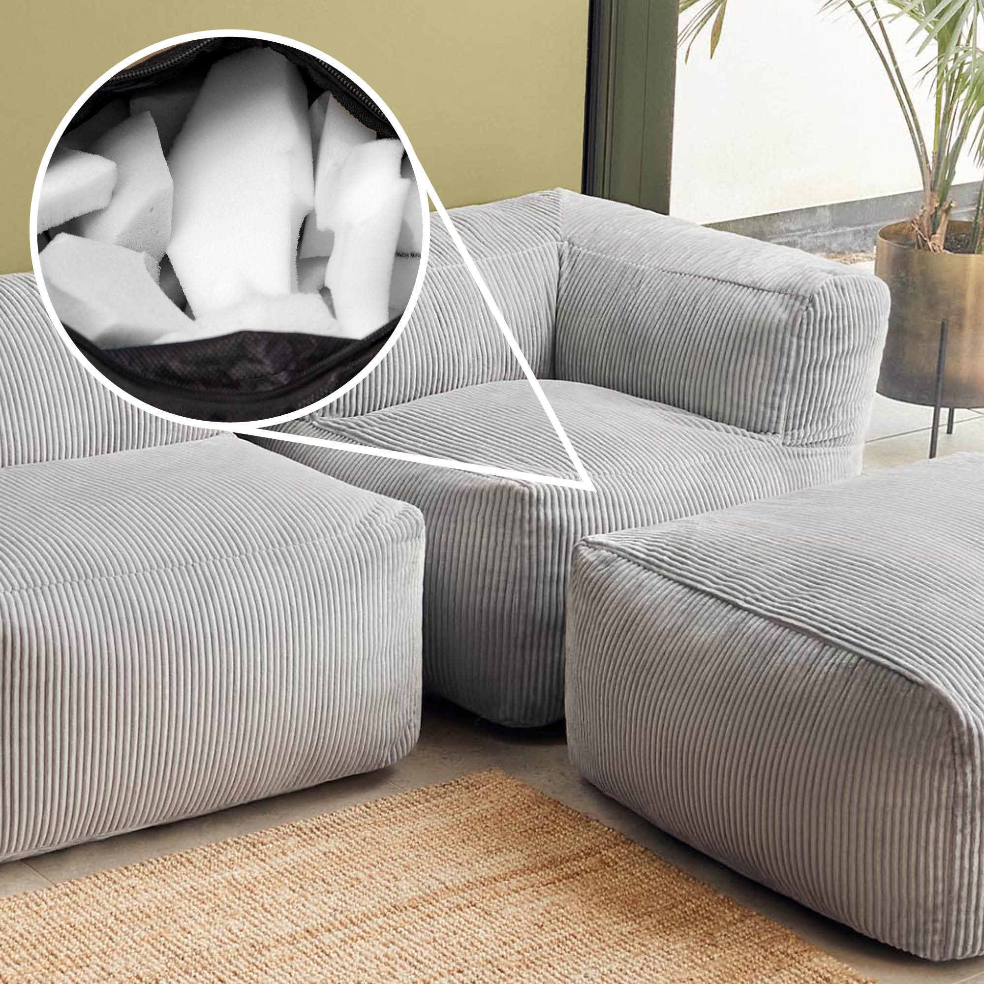 icon Sofa Modulares Ecksofa 4 Stück aus Cord Flauschig „Zen“, Spar-Set, Schaumstoff Füllung, für Wohnzimmer, für Schlafzimmer – Bild 4 von 5