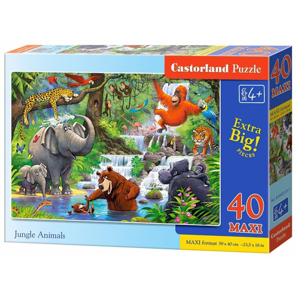 Castorland Puzzle Puzzle Dschungeltiere MAXI 40 Teile, Puzzleteile