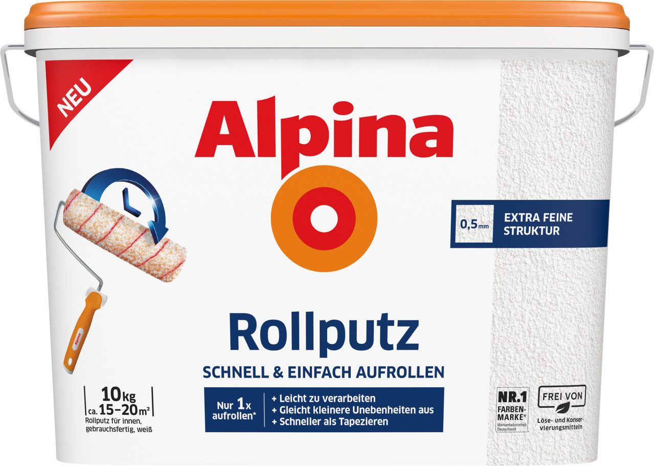 Alpina Gips-Kalk-Putz Alpina Rollputz 10 kg 0,5 mm Körnung weiß