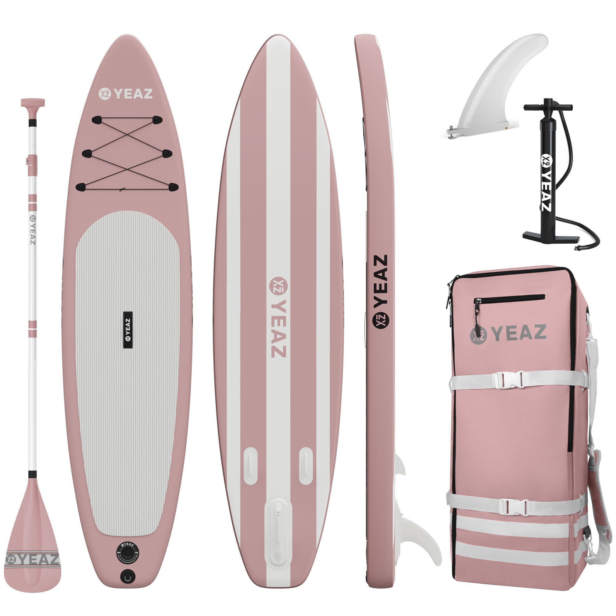 YEAZ Inflatable SUP-Board LIDO - EXOTRACE - SET sup board und kit, Inflatable SUP Board, (Set), inkl. Zubehör wie Paddel, Handpumpe und Rucksack