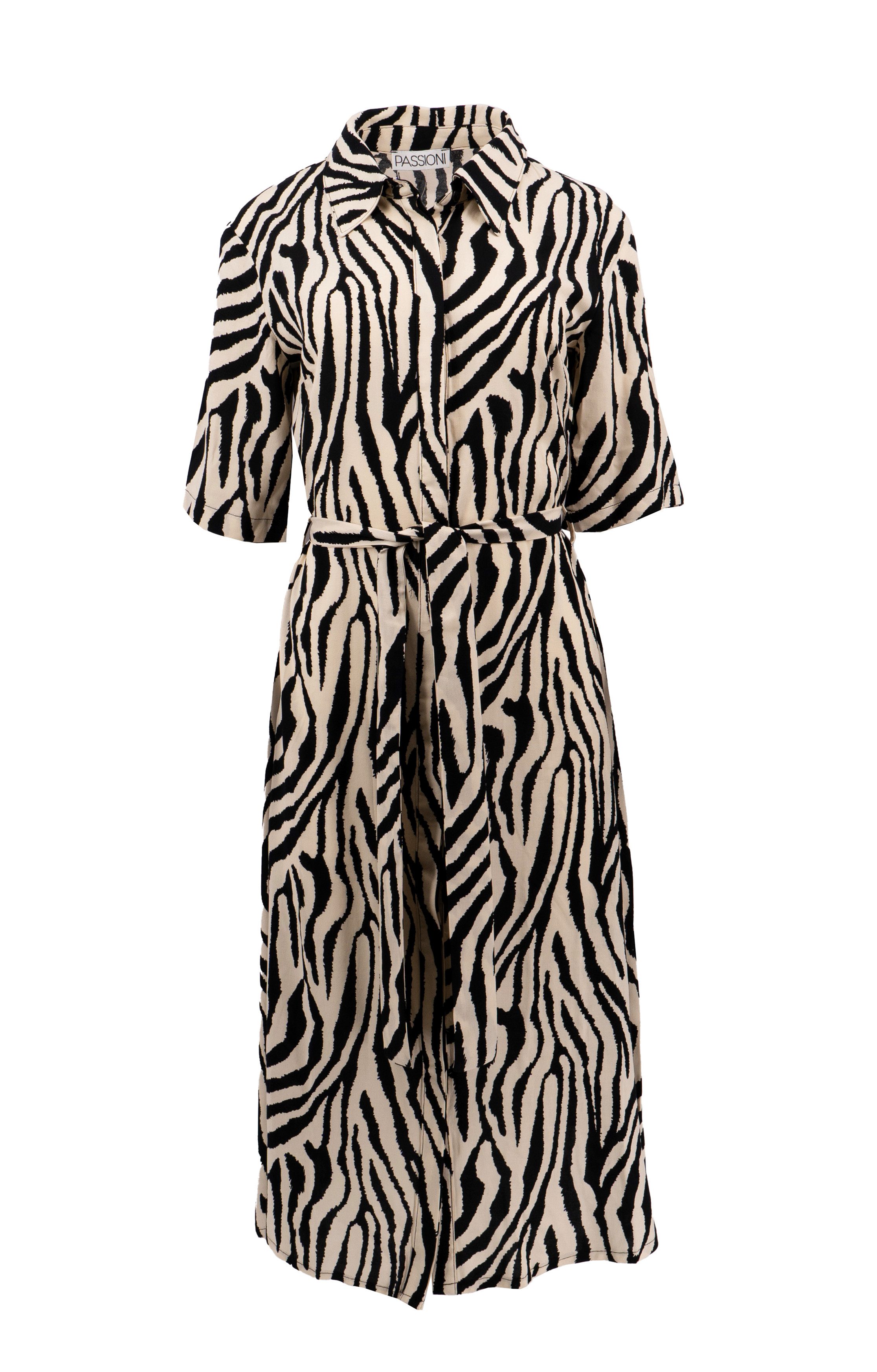 Hemdblusenkleid mit Zebra-Print