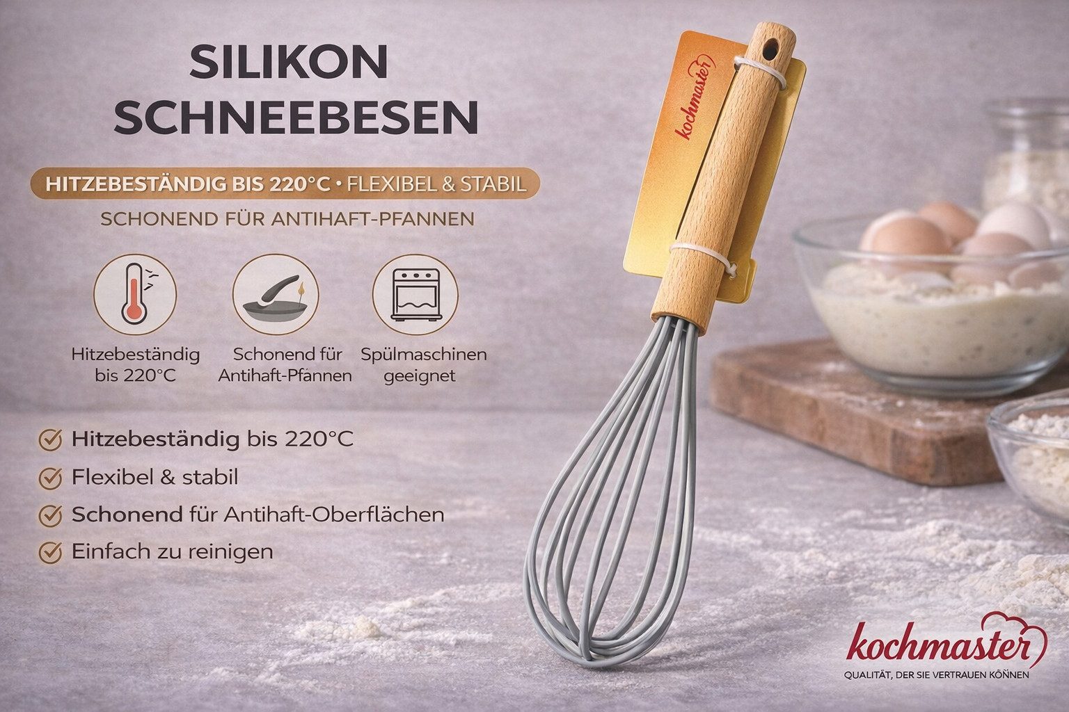 kochmaster Schneebesen kochmaster Silikon Schneebesen – Hitzebeständig