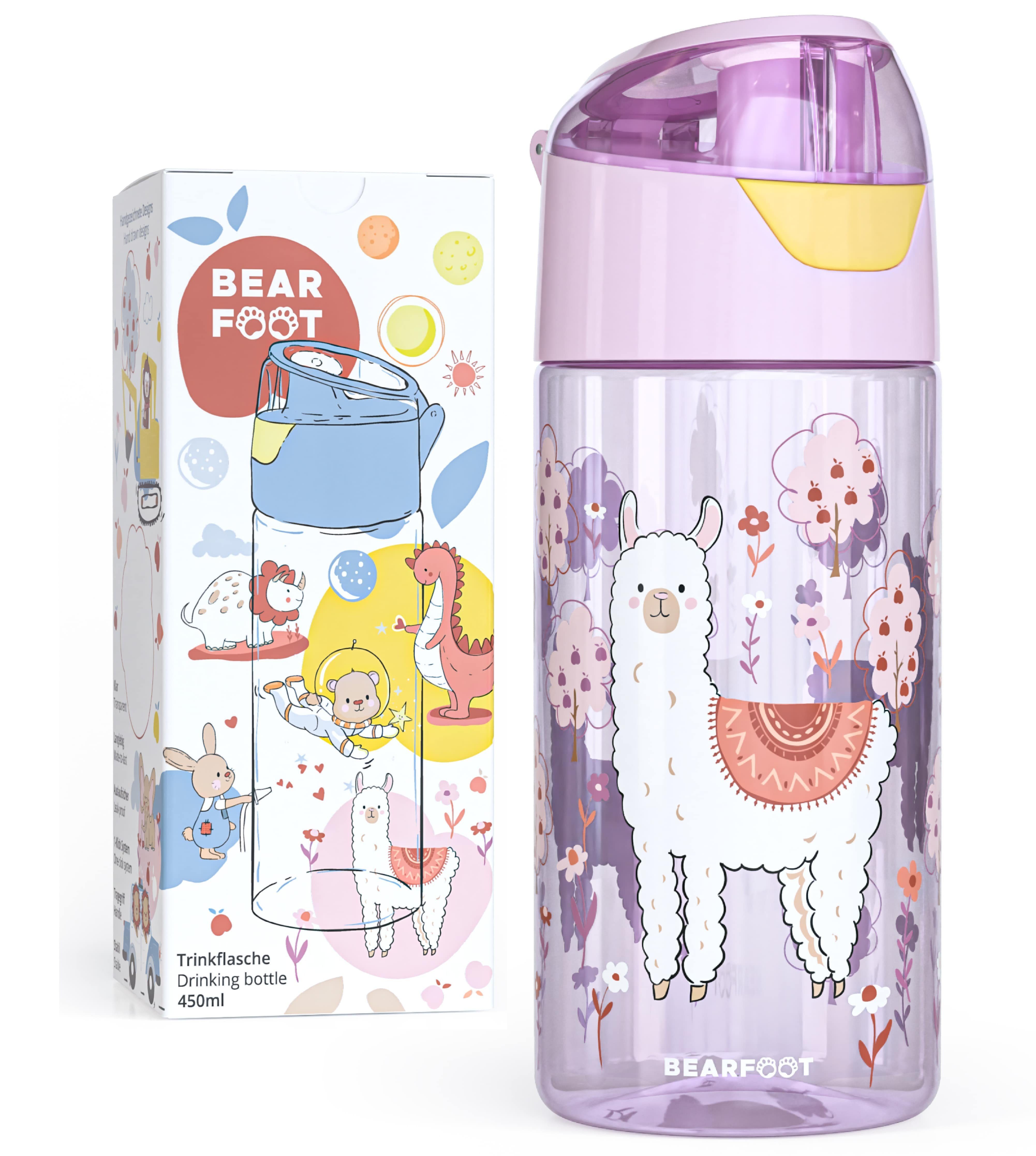 BEARFOOT Trinkflasche Trinkflasche Kinder, leichte Wasserflasche - Lama