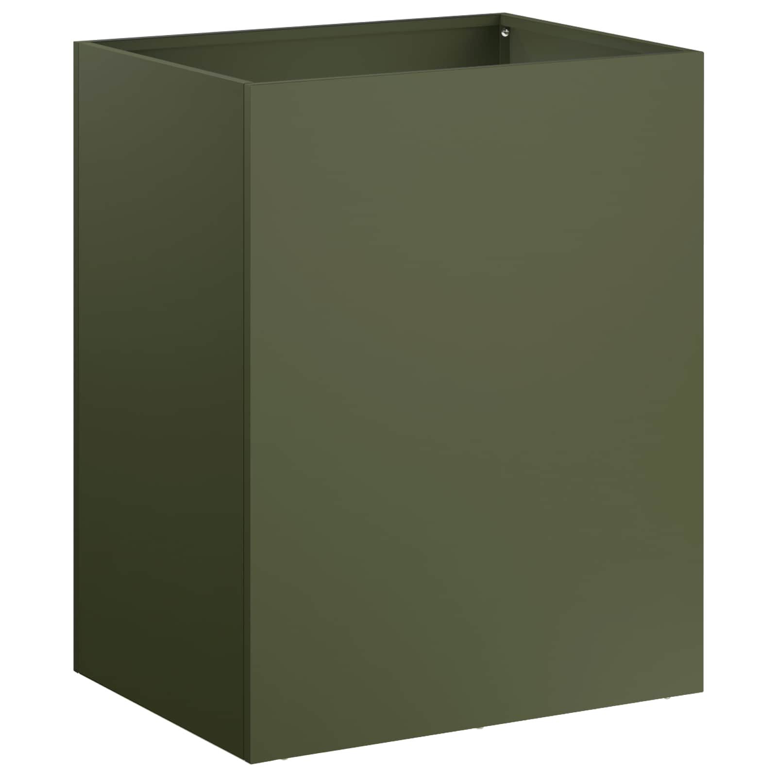 vidaXL Blumentopf Garten-Pflanzgefäß Olivgrün 40 x 30 x 40 cm Kaltgewalzter Stahl (1 St)