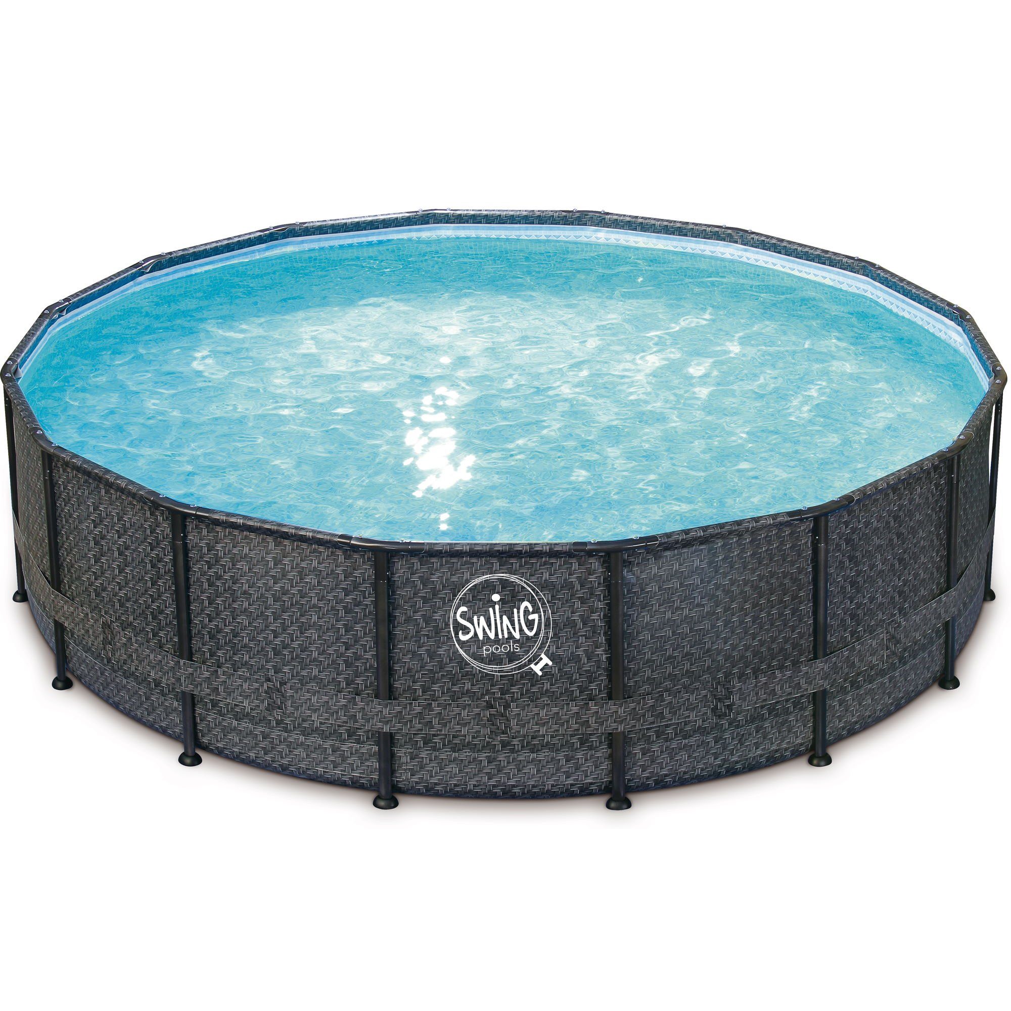 Framepool PolyGroup Elite Frame Pool rund - Rattan dunkel gr