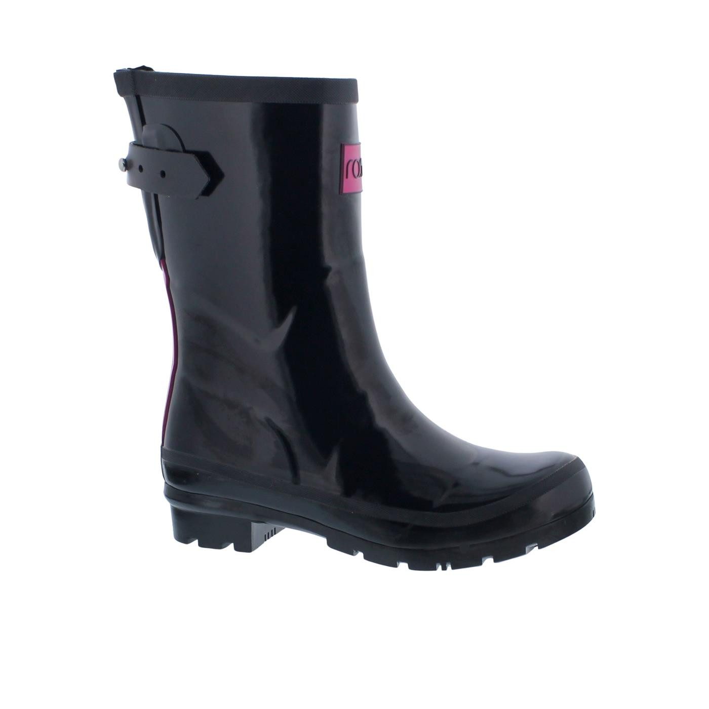 Rajn Rajn Gummistiefel, Mid-Boot, Glossy Black, günstig online kaufen