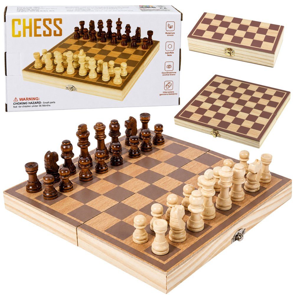 Wisam Lernspielzeug Klassisches Logikspiel: Schachbrett aus Holz im Klappkoffer-Design