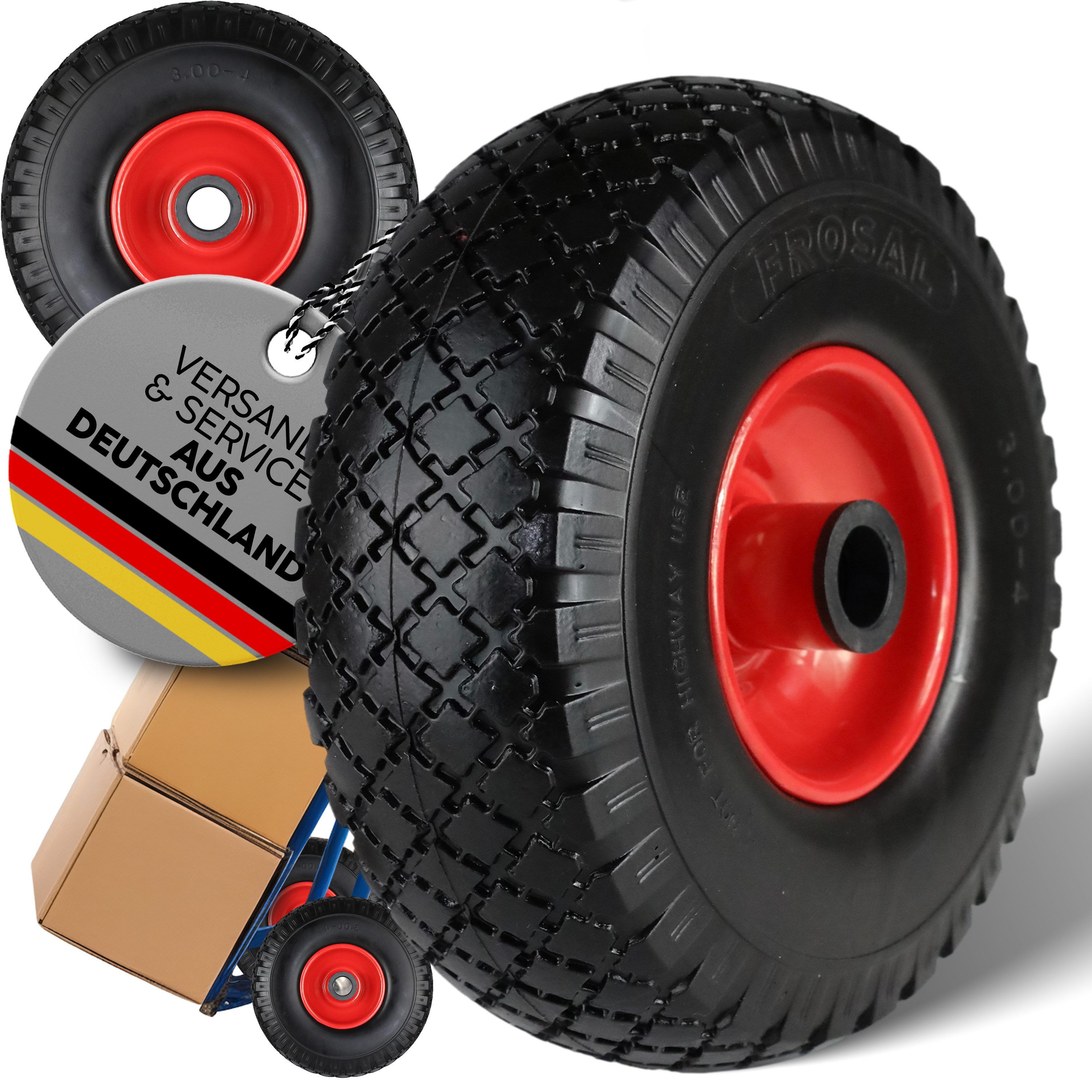 Frosal Ersatzrad pannensichere 260×75 mm für Bollerwagen & Sackkarre (1 St), pannensicher
