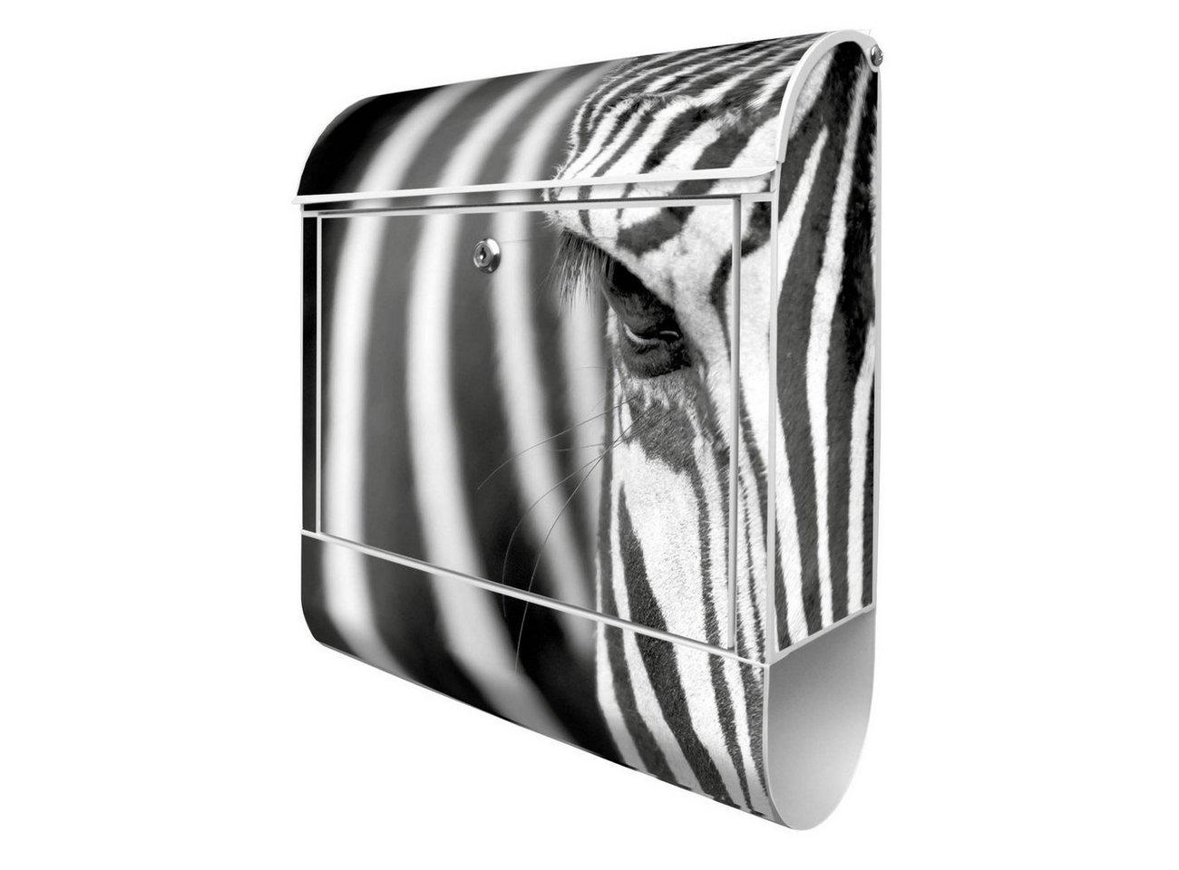 Thumbnail - banjado Wandbriefkasten Stahl Zebra En Face (Wandbriefkasten witterungsbeständig, pulverbeschichtet, mit Zeitungsfach), ...