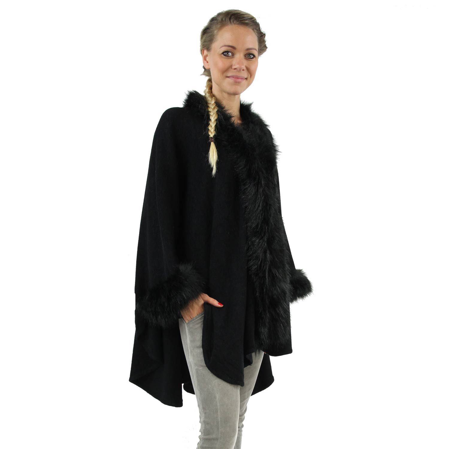 Antonio Poncho Antonio Kuscheliger Damenponcho schwarz