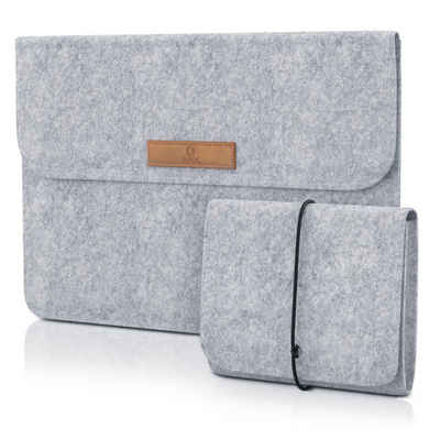 Aplic Laptoptasche, 13,3" Notebooktasche inkl. Mini-Tasche und Zubehör-Fächern - Notebookhülle aus Naturfilz