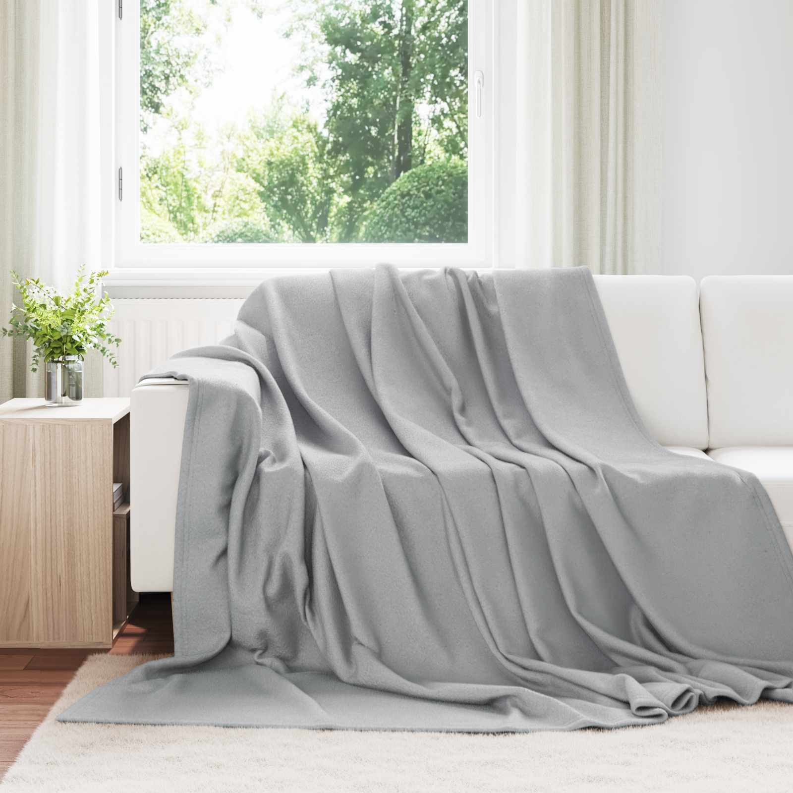 vidaXL Bettüberwurf Wohndecke Grau 240 x 220 cm 0.76 kg Fleece
