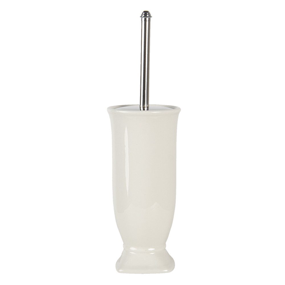 Clayre & Eef WC-Garnitur WC-Bürste mit Halterung Ø 12x26 cm – Weiß, Keramik günstig online kaufen