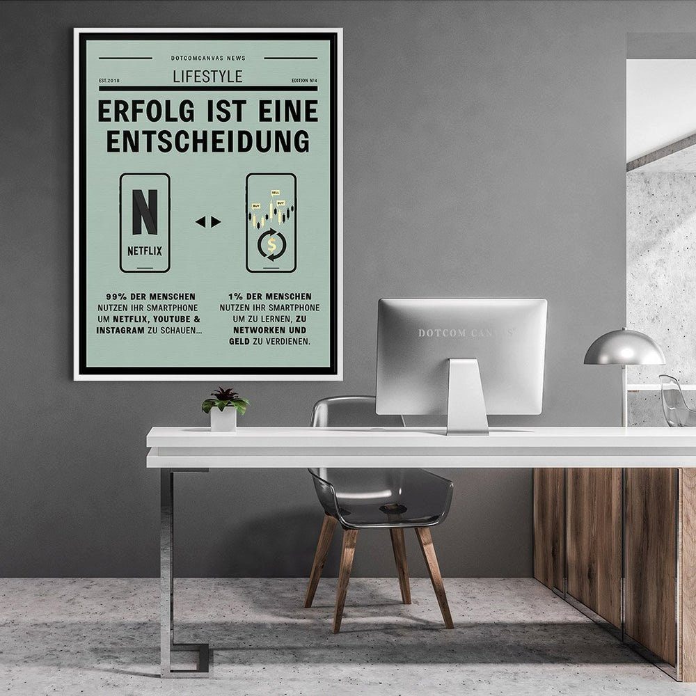Deutsch, von Leinwandbild, Lebensenergie pure für DOTCOMCANVAS® Rahmen Unternehmer Motivation Wandbild schwarzer