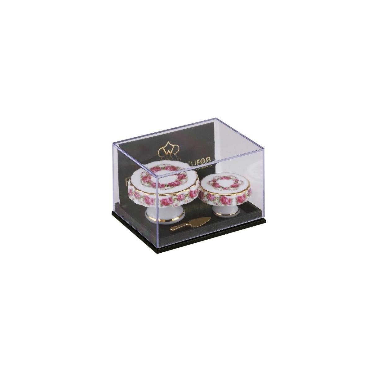 - Tortenplatten Miniatur, "Rosenband" mit Porzellan 001.668/5 Fuß Dekofigur 2 Reutter