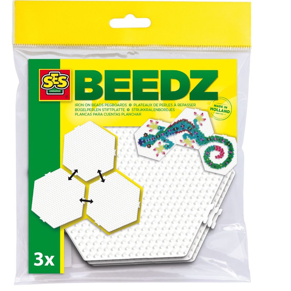 SES Creative Bügelperlen SES CREATIVE Stiftplatten Sechseck verbindbar 3 Stück