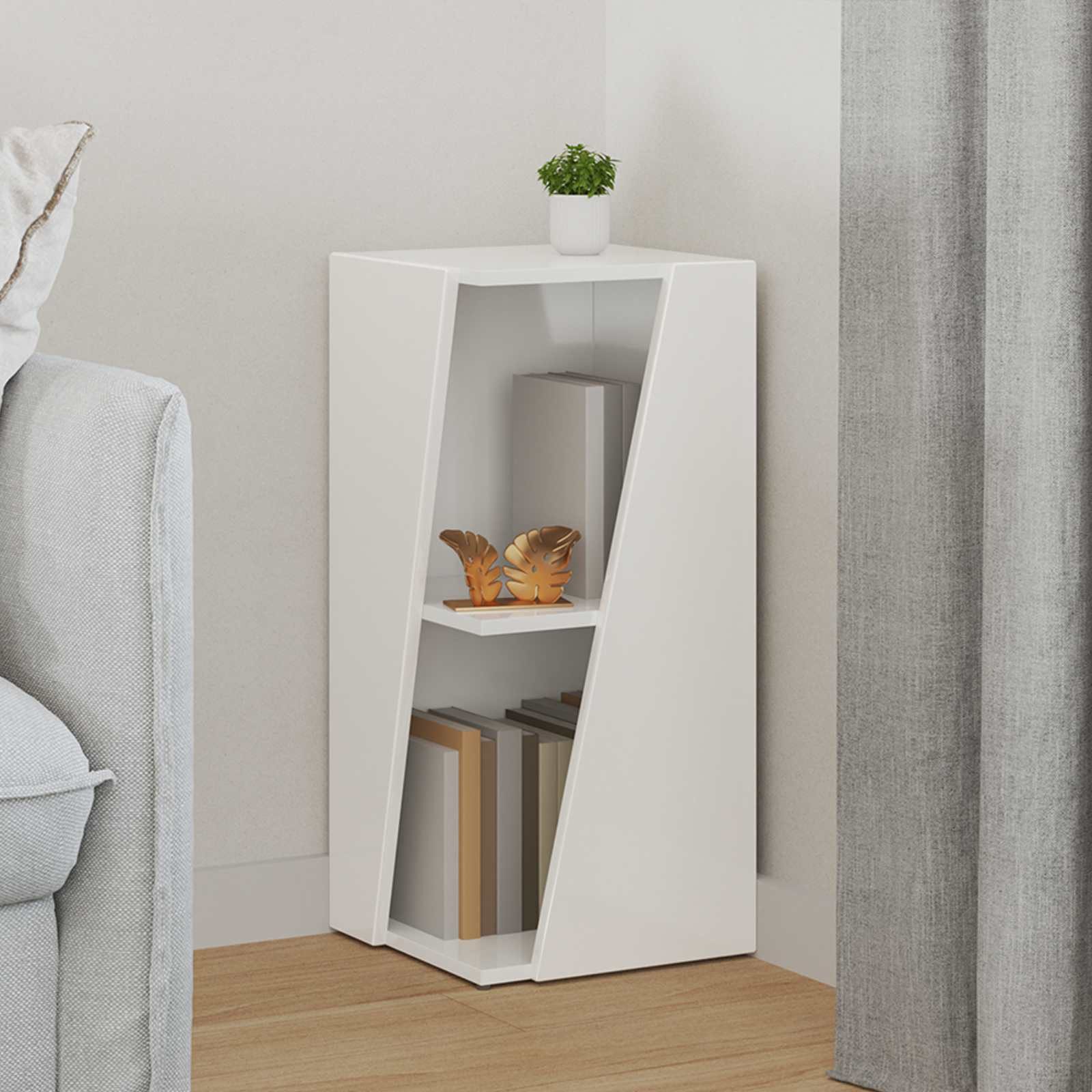 vidaXL Bücherregal Seitenregal Hochglanz Weiß 33 x 32 x 70,5 cm Holzwerkstoff, 1-tlg.